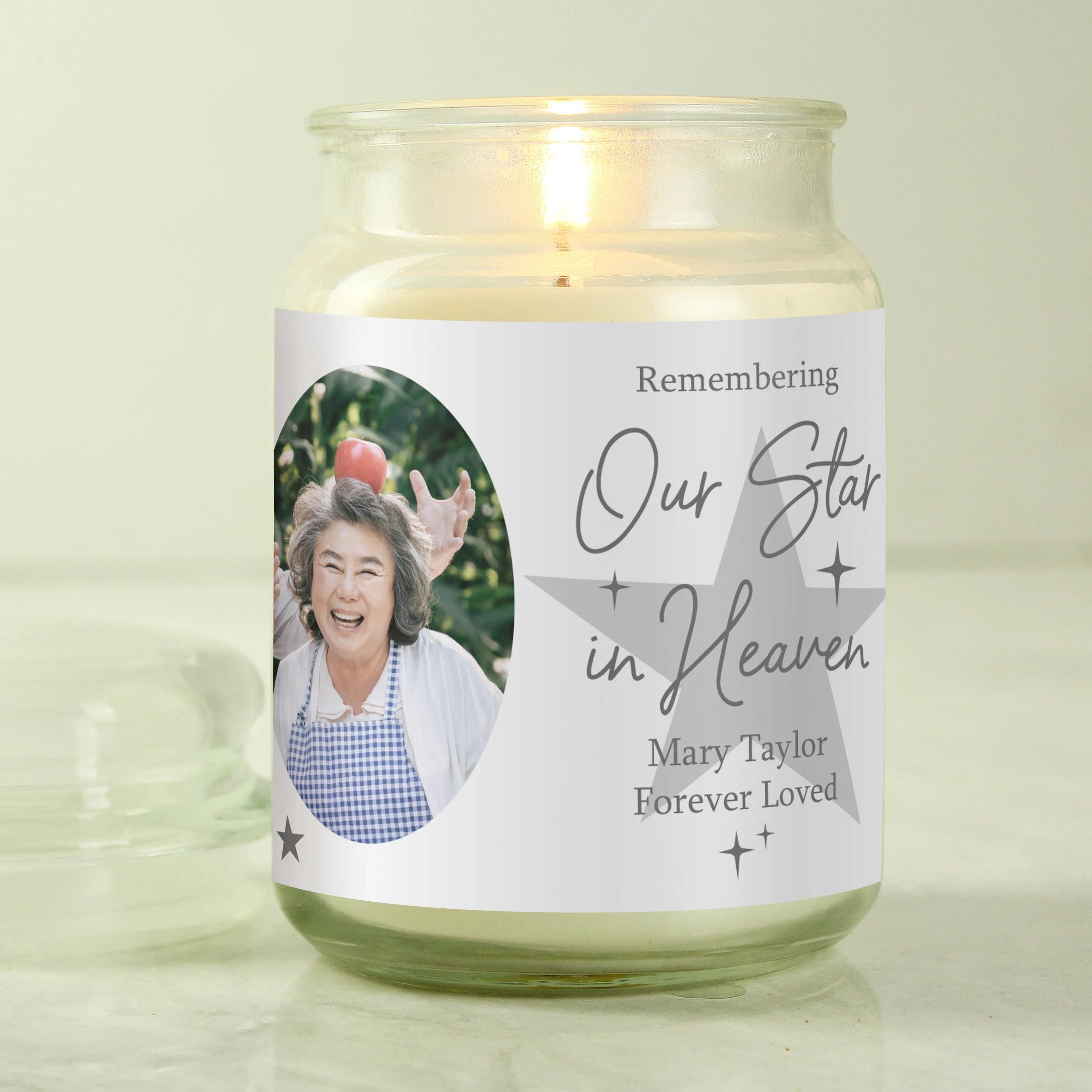 Personalised Star In Heaven Photo Upload Large Scented Jar Candle - Image 4