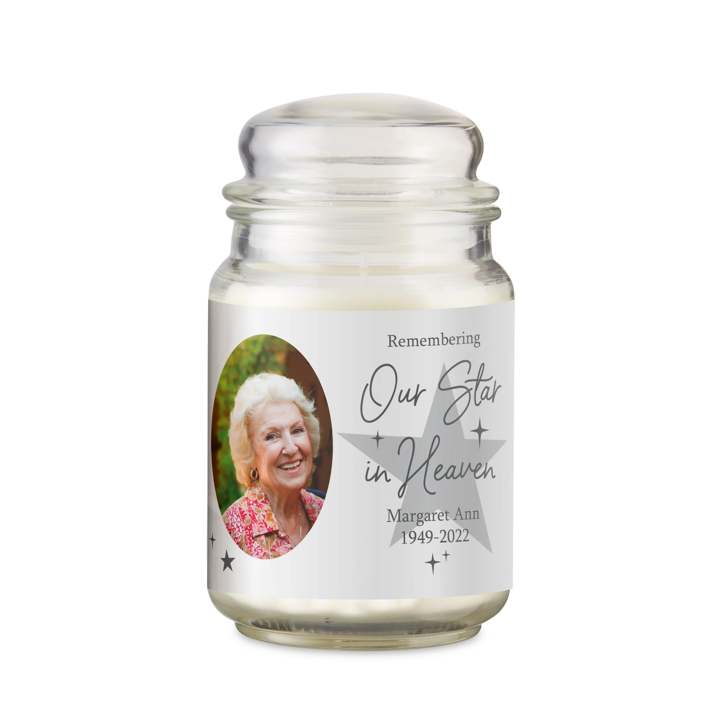 Personalised Star In Heaven Photo Upload Large Scented Jar Candle - Image 5