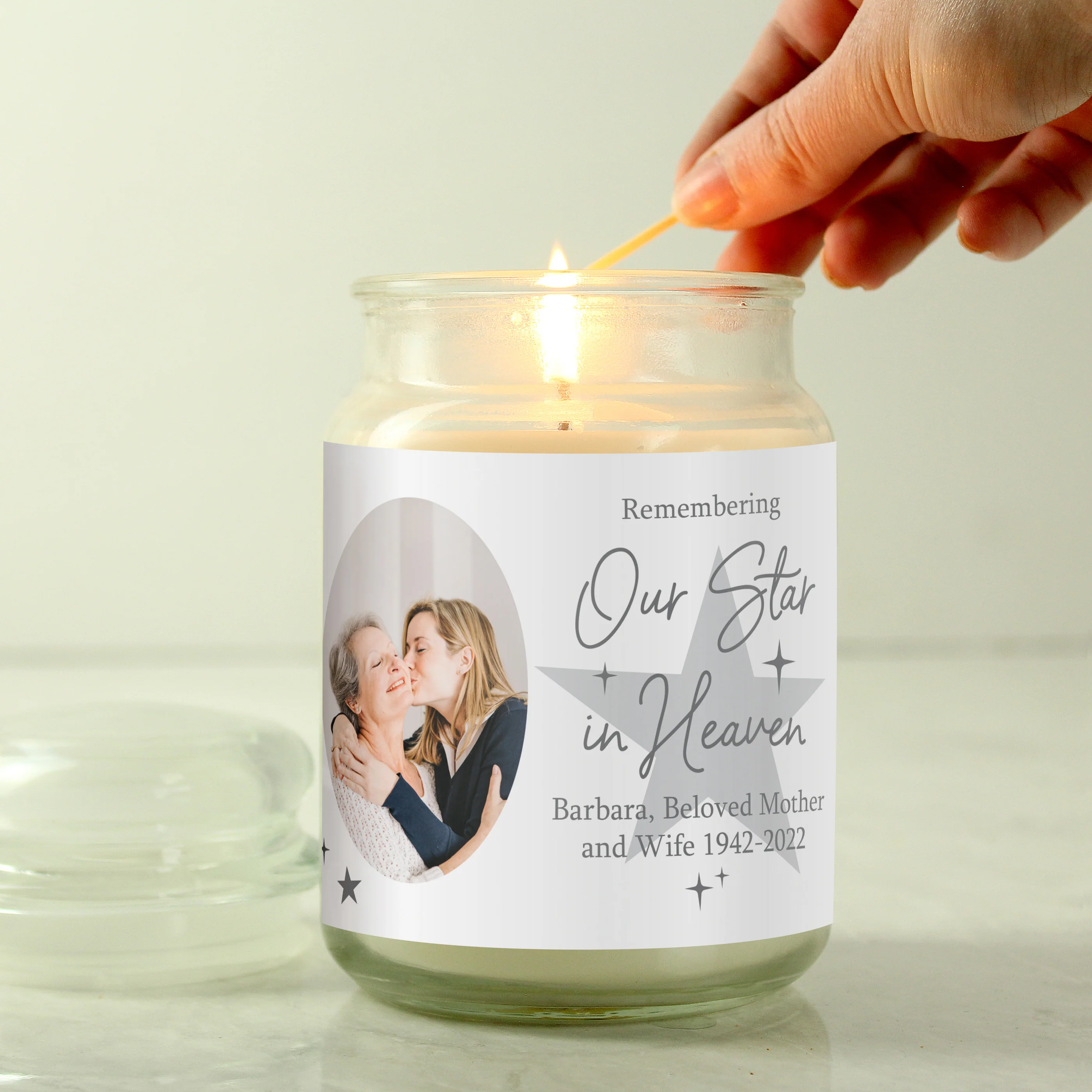 Personalised Star In Heaven Photo Upload Large Scented Jar Candle - Image 6