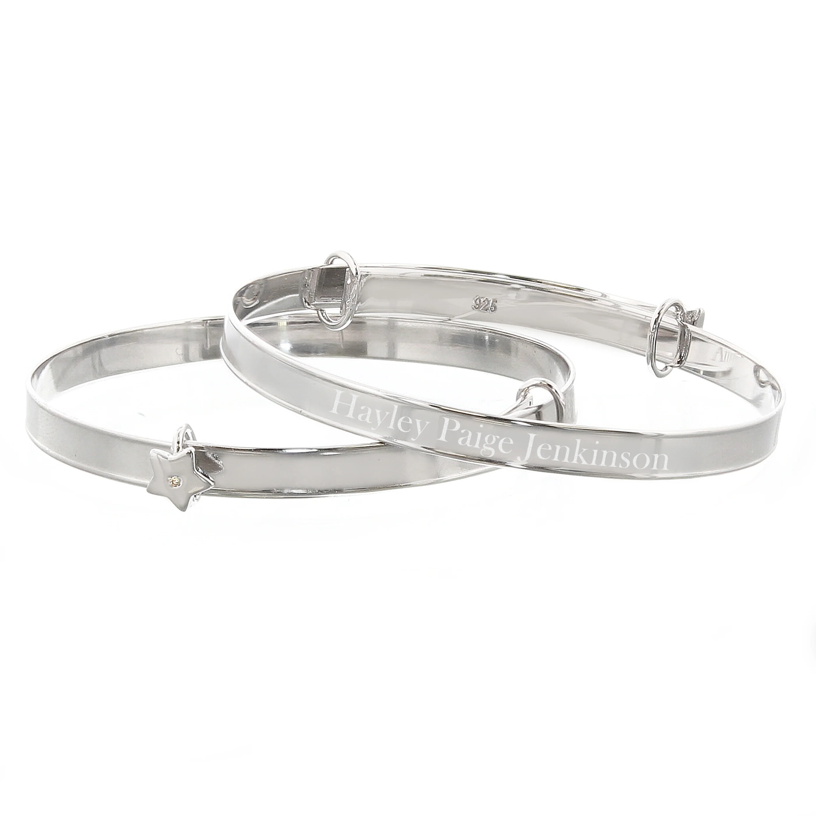 Personalised Sterling Silver Childs Expanding Diamante Star Bracelet - Image 2