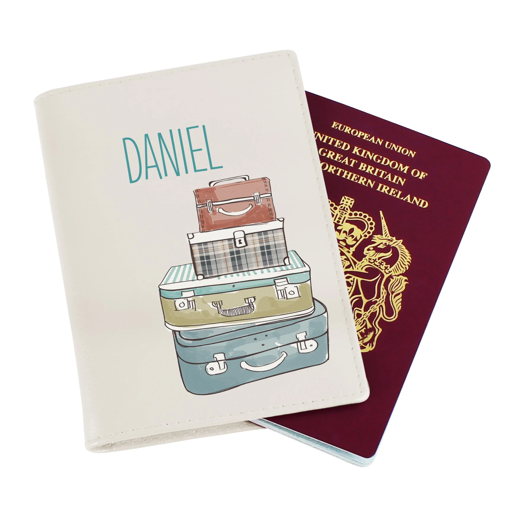Personalised Suitcases Cream Passport Holder - Image 3