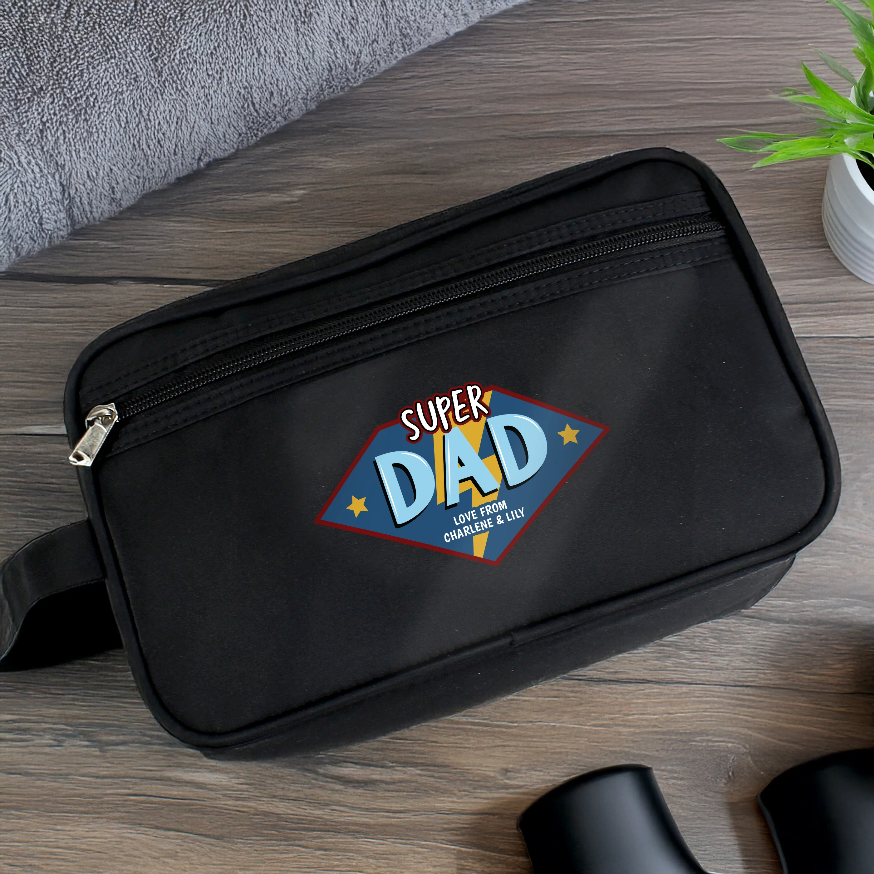 Personalised Super Dad Toiletry Bag - Image 2