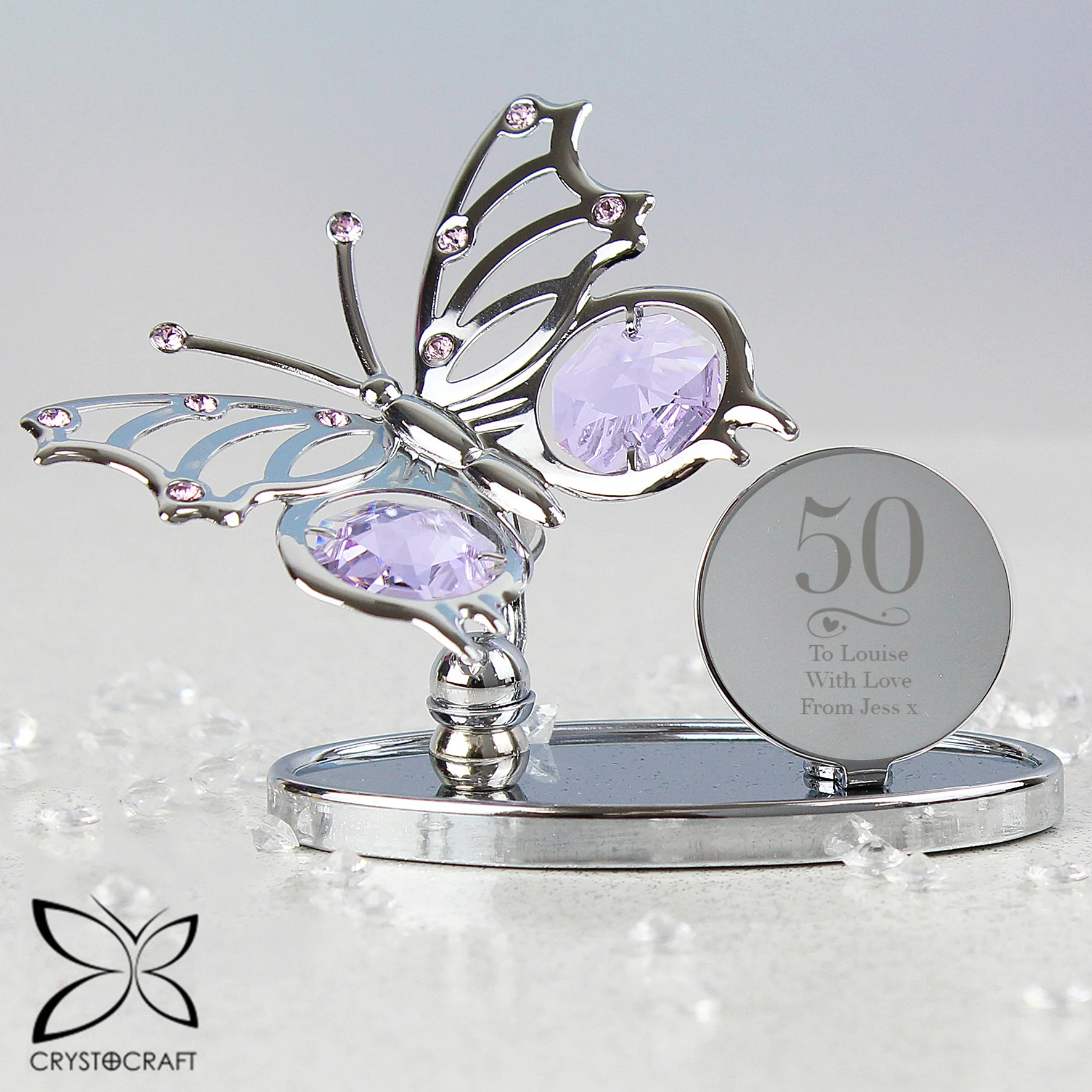 Personalised Swirls & Hearts Birthday Crystocraft Butterfly - Image 3