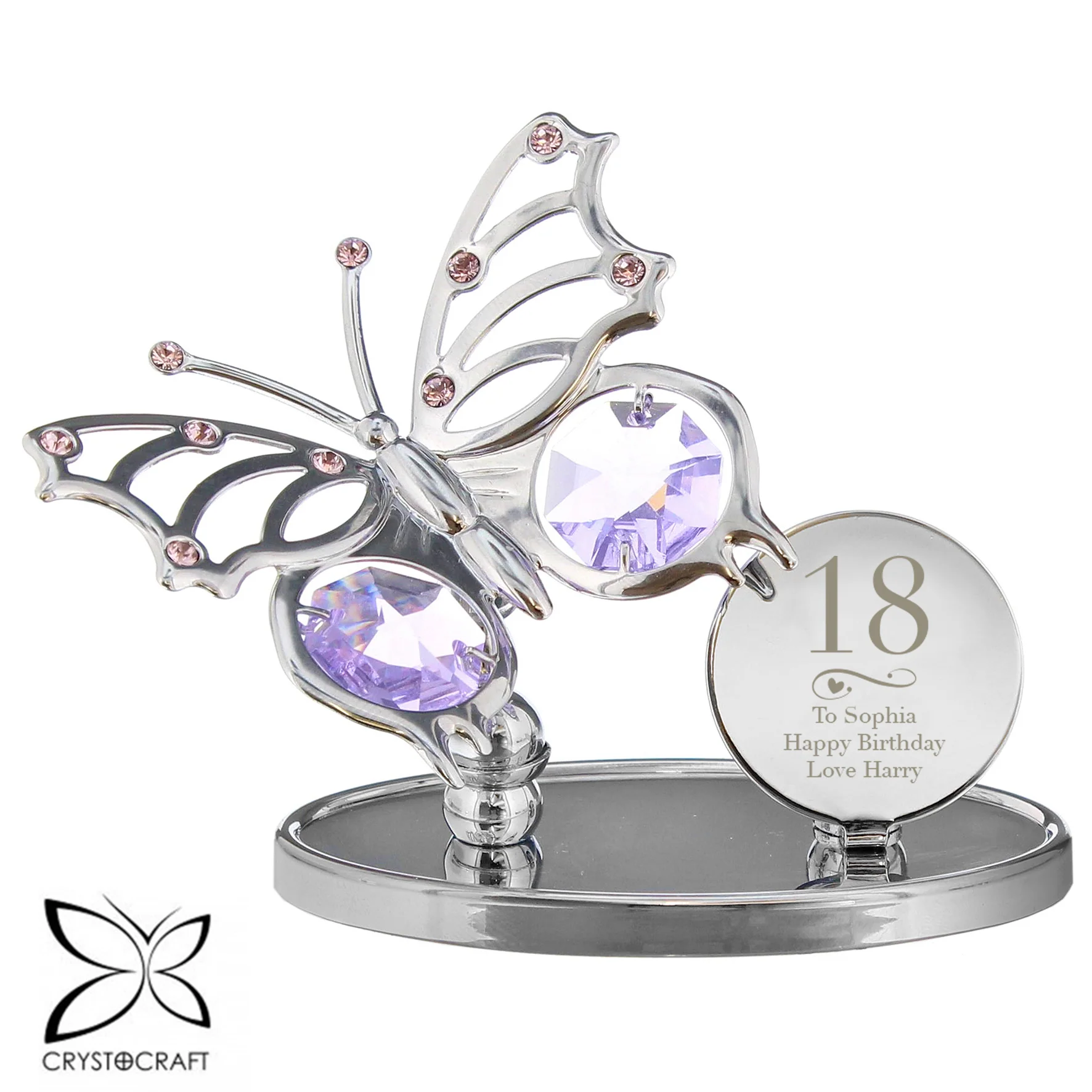 Personalised Swirls & Hearts Birthday Crystocraft Butterfly - Image 4