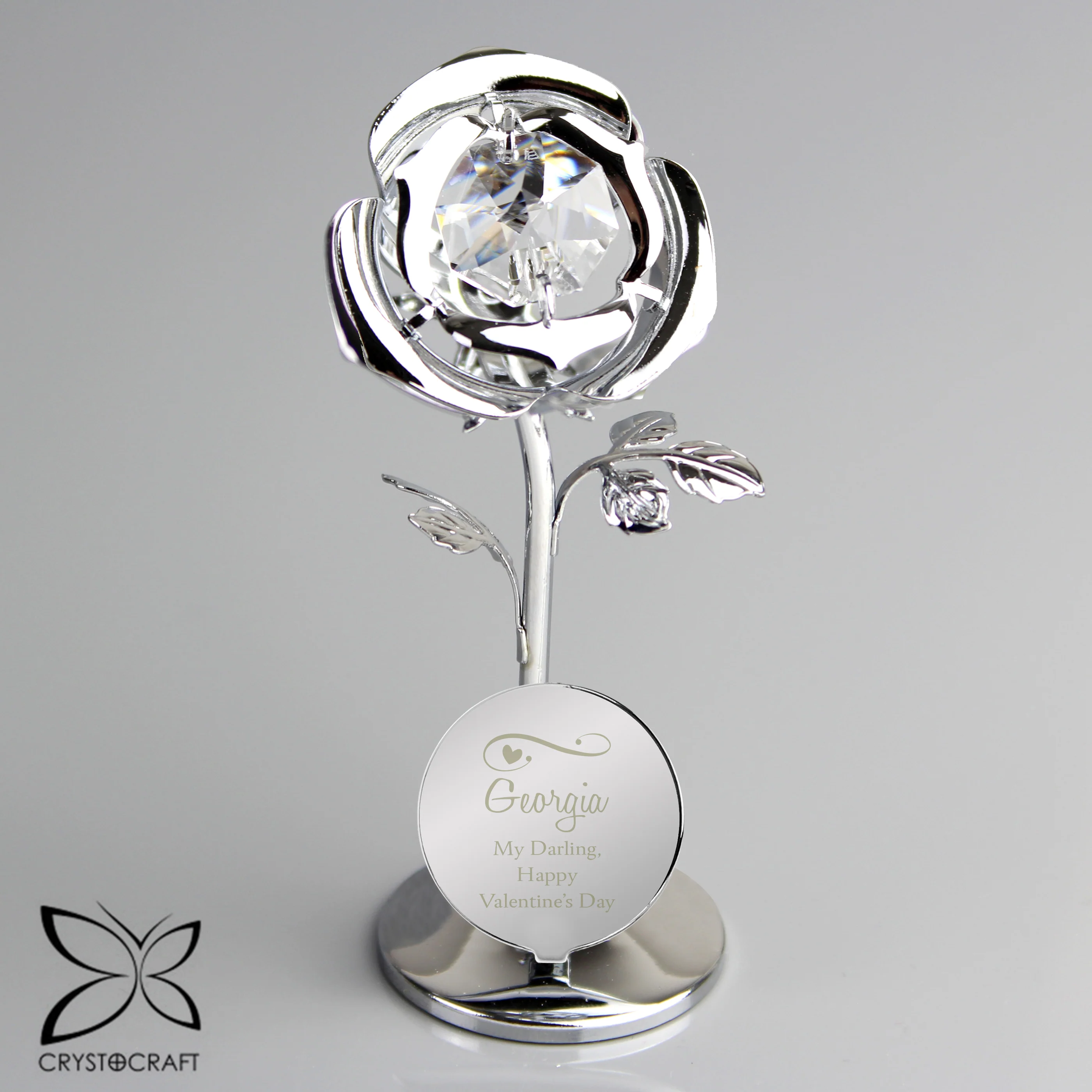 Personalised Swirls & Hearts Crystocraft Rose Ornament - Image 2