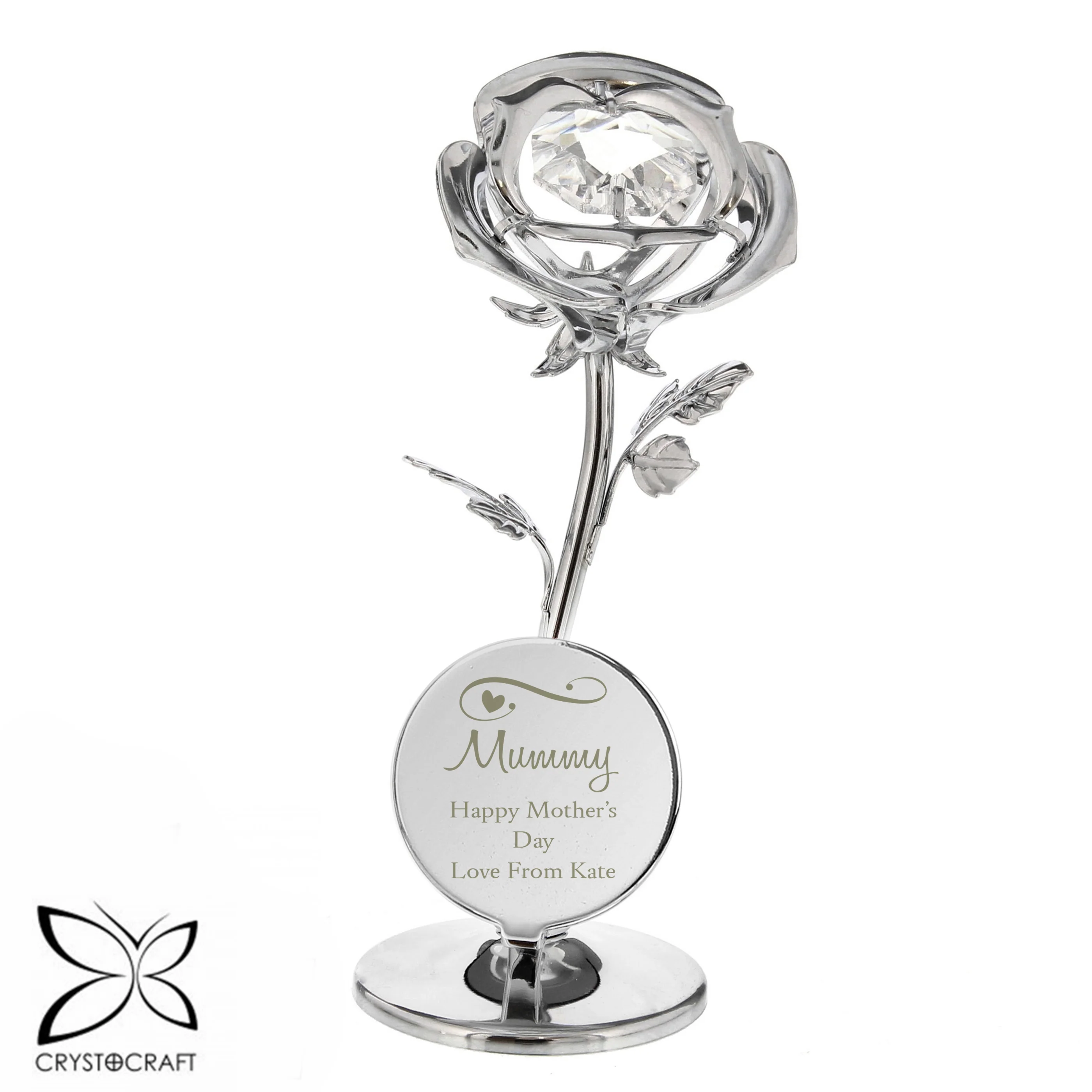 Personalised Swirls & Hearts Crystocraft Rose Ornament - Image 5