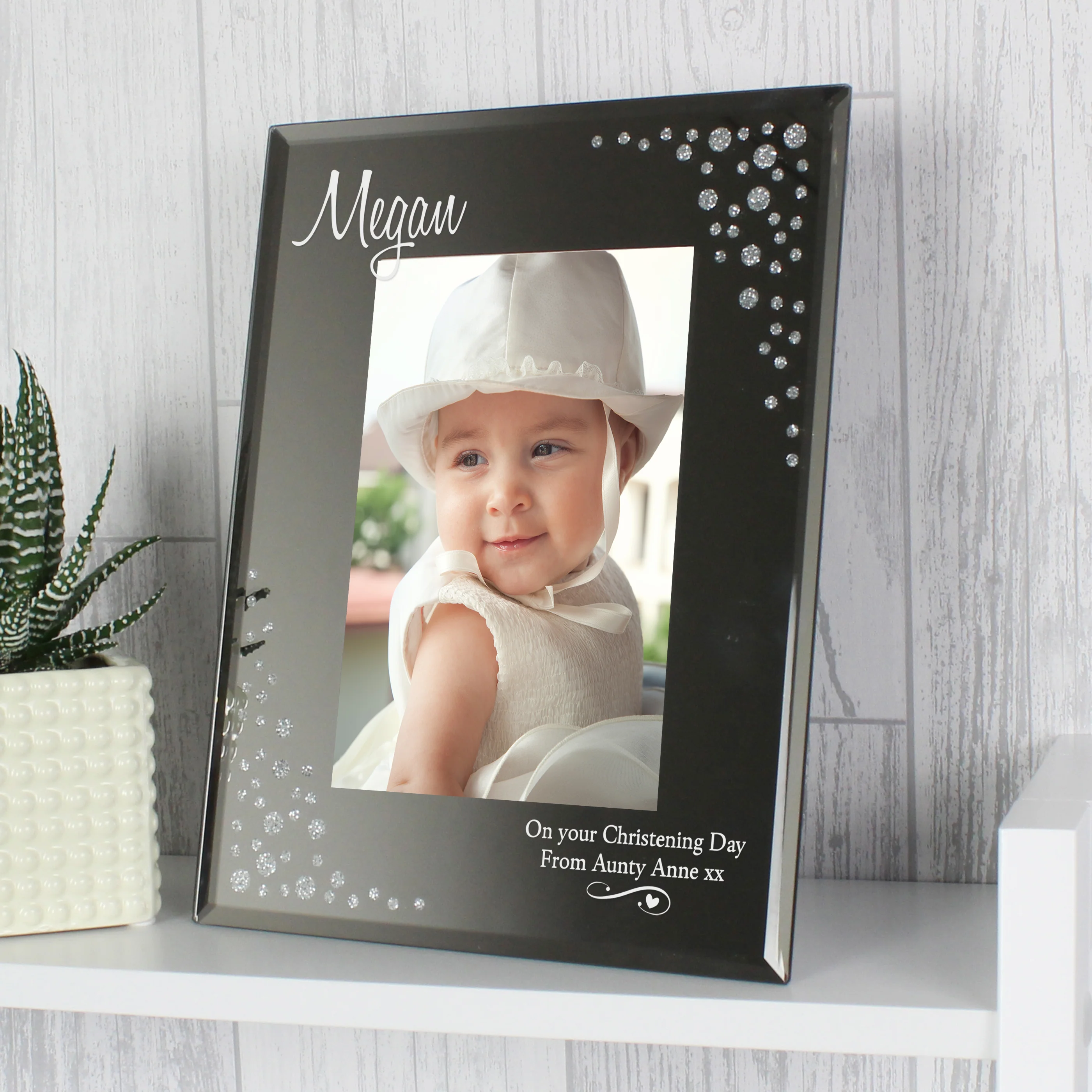 Personalised Swirls & Hearts Diamante 6x4 Glass Photo Frame - Image 4
