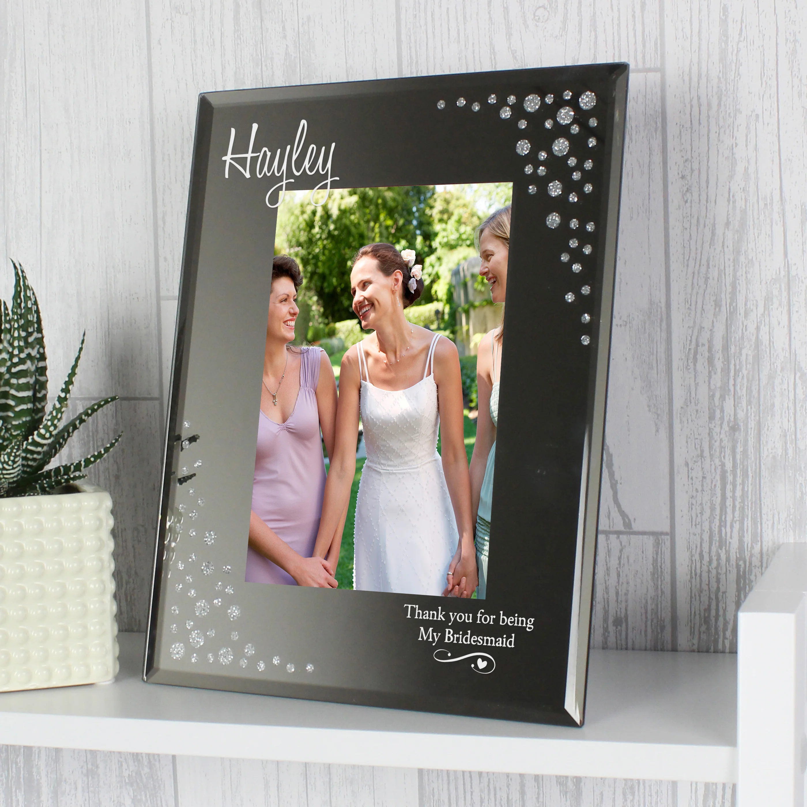 Personalised Swirls & Hearts Diamante 6x4 Glass Photo Frame - Image 5
