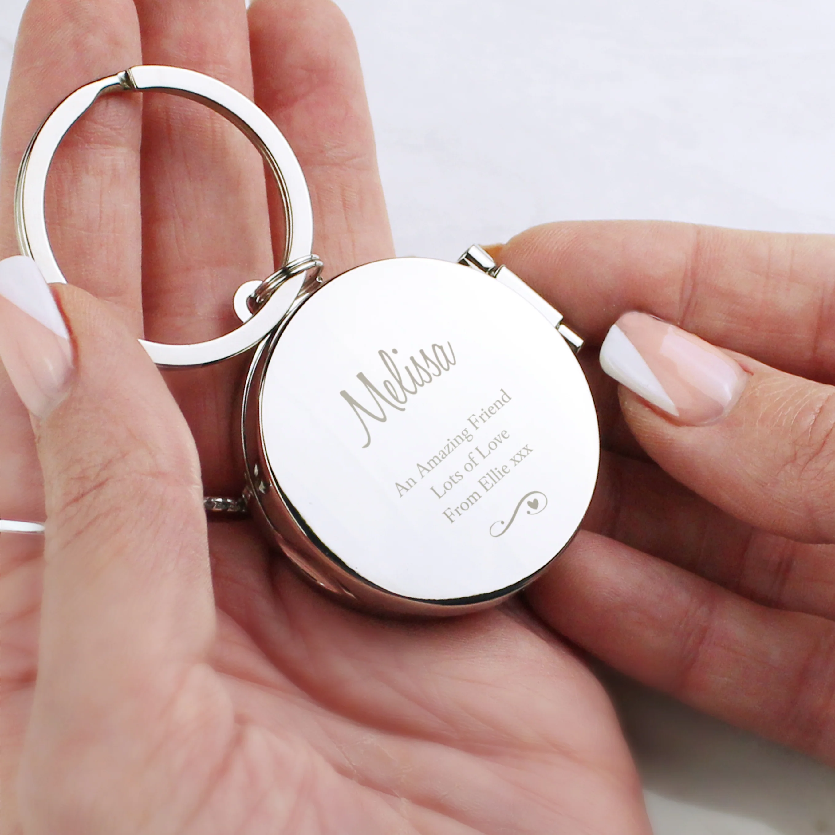 Personalised Swirls & Hearts Photo Keyring - Image 9