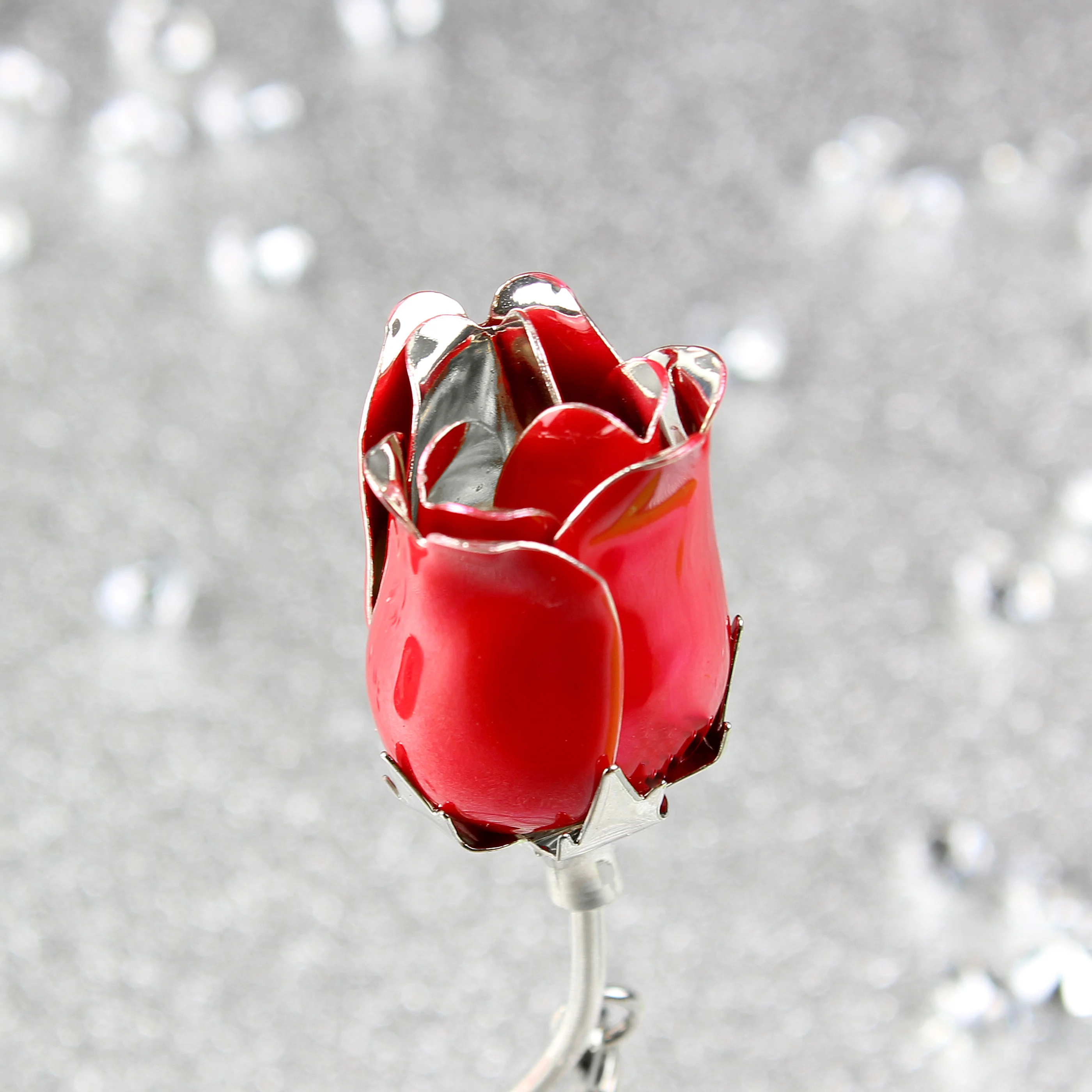 Personalised Swirls & Hearts Red Rose Bud Ornament - Image 6