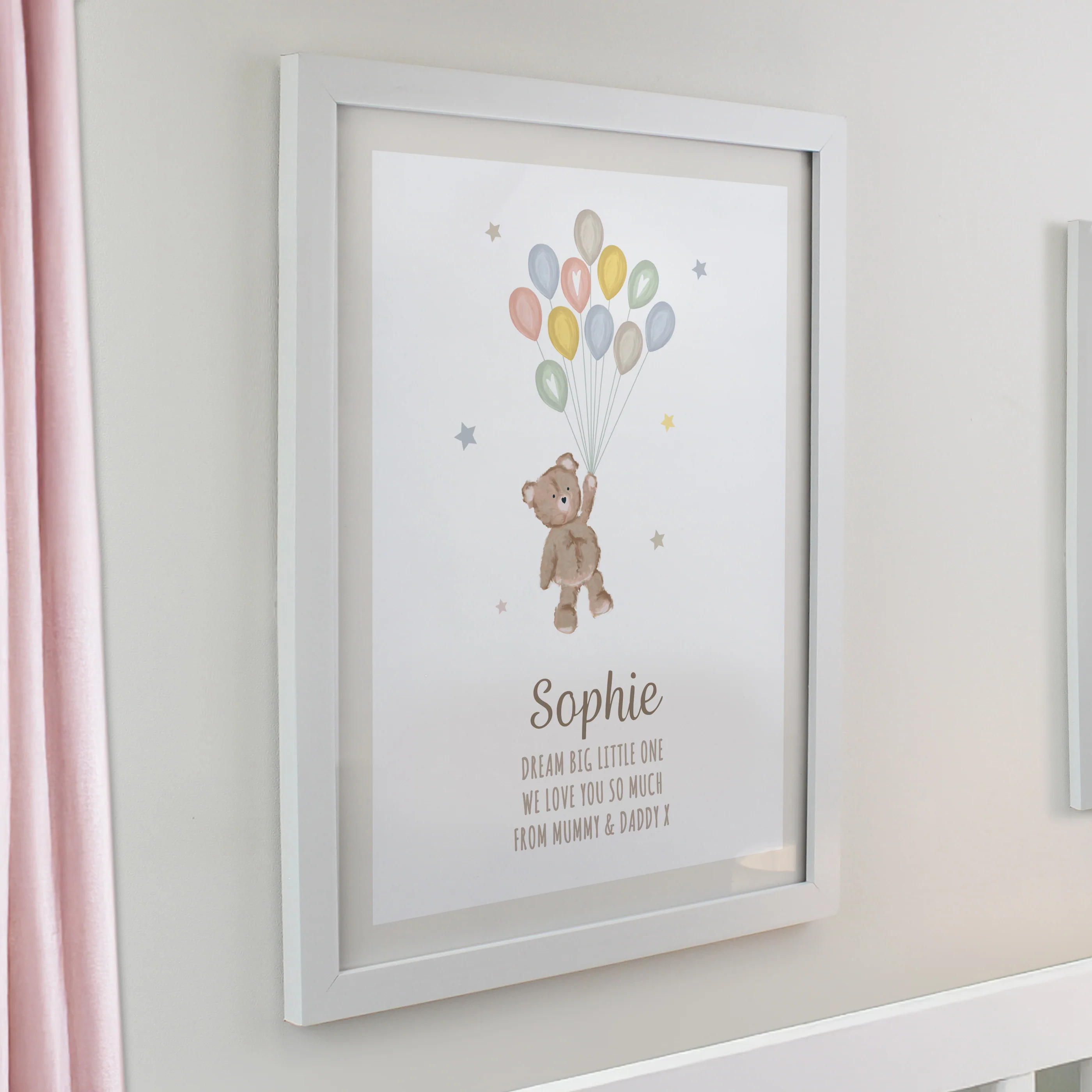 Personalised Teddy Balloon White Poster Frame - Image 2