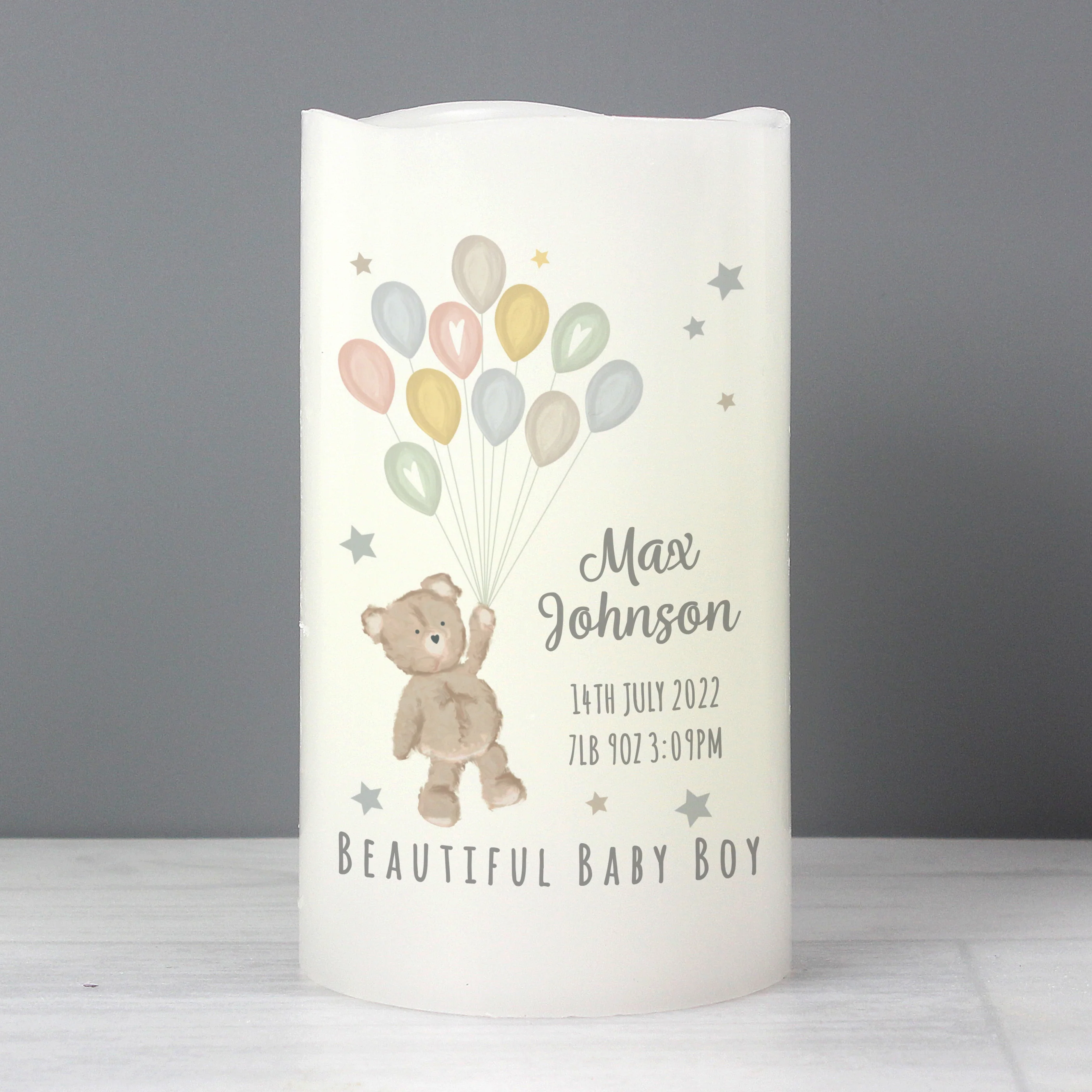 Personalised Teddy & Balloons Nightlight LED Candle - Image 3