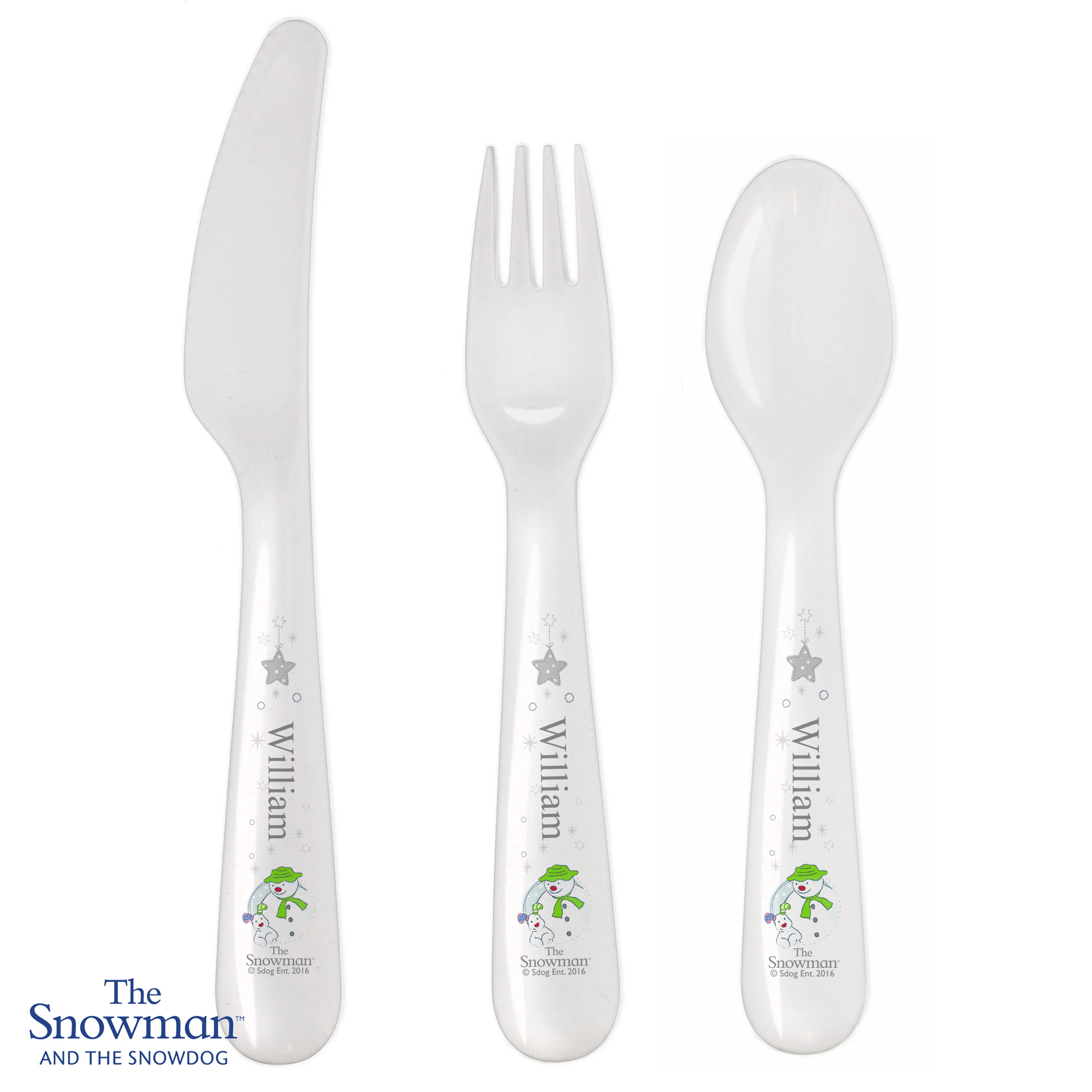 Personalised The Snowman and the Snowdog 3 Piece Plastic Cutlery Set - Image 4