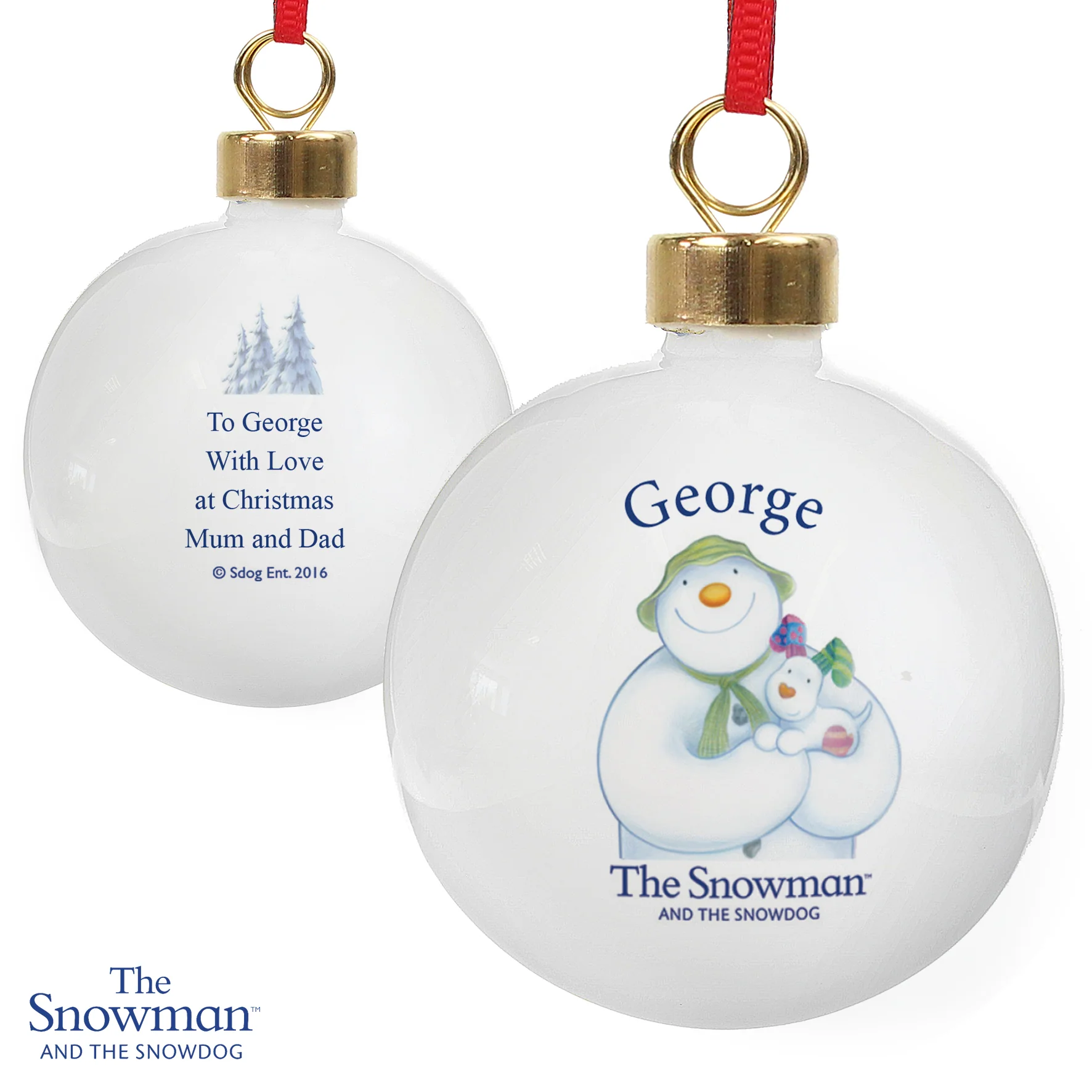 Personalised The Snowman and the Snowdog Bauble - Image 7