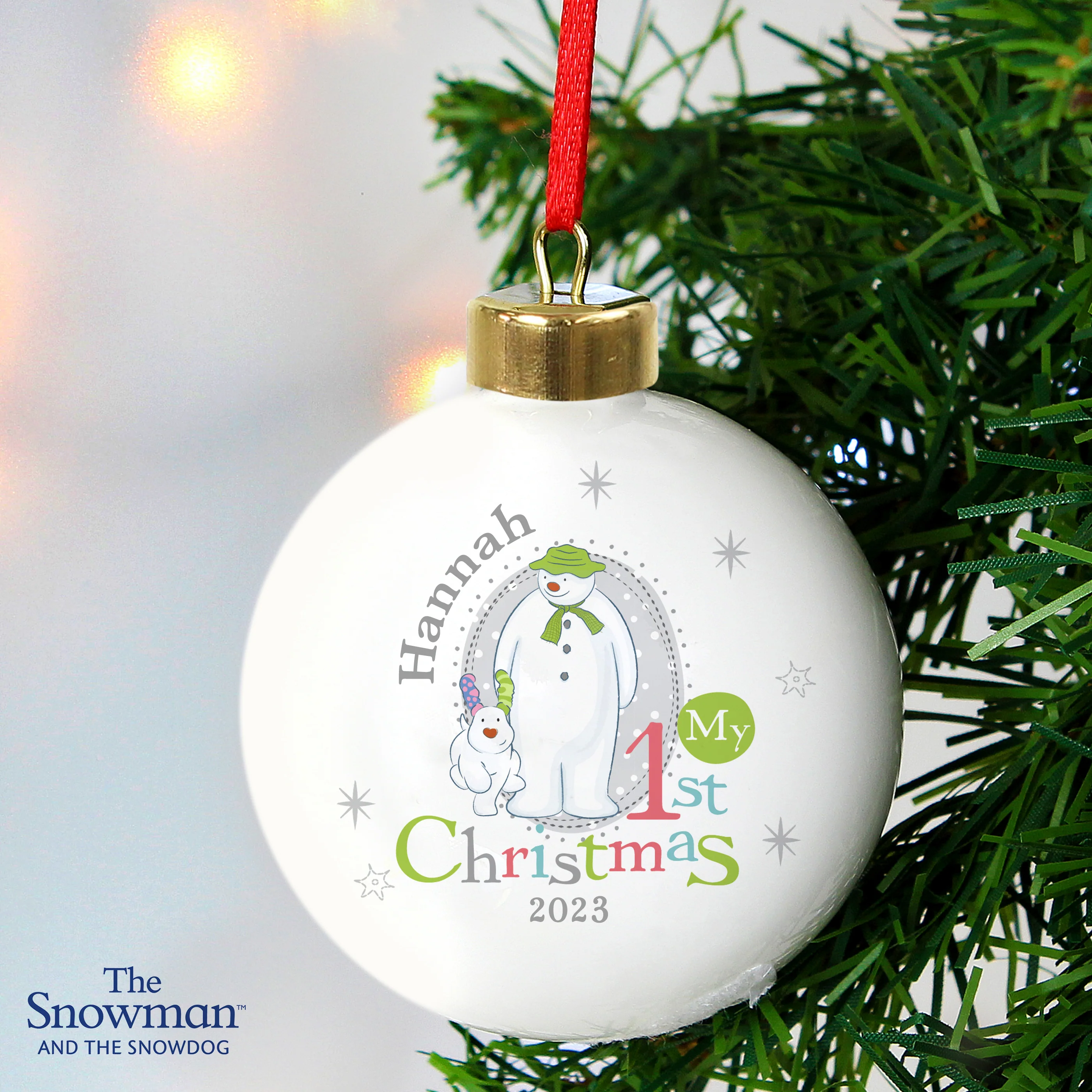Personalised The Snowman and the Snowdog My 1st Christmas Bauble - Image 3