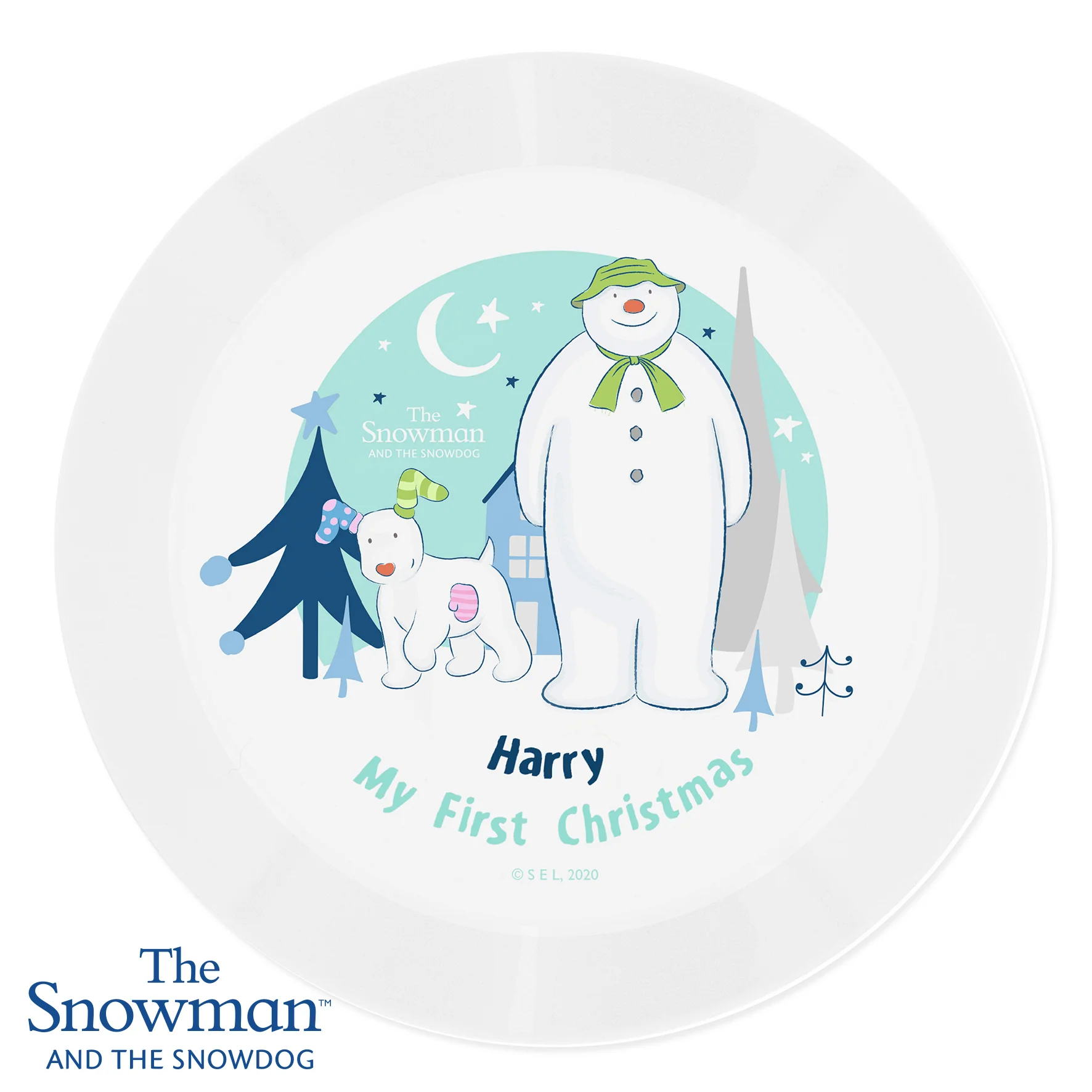 Personalised The Snowman and the Snowdog Plastic Plate - Image 2