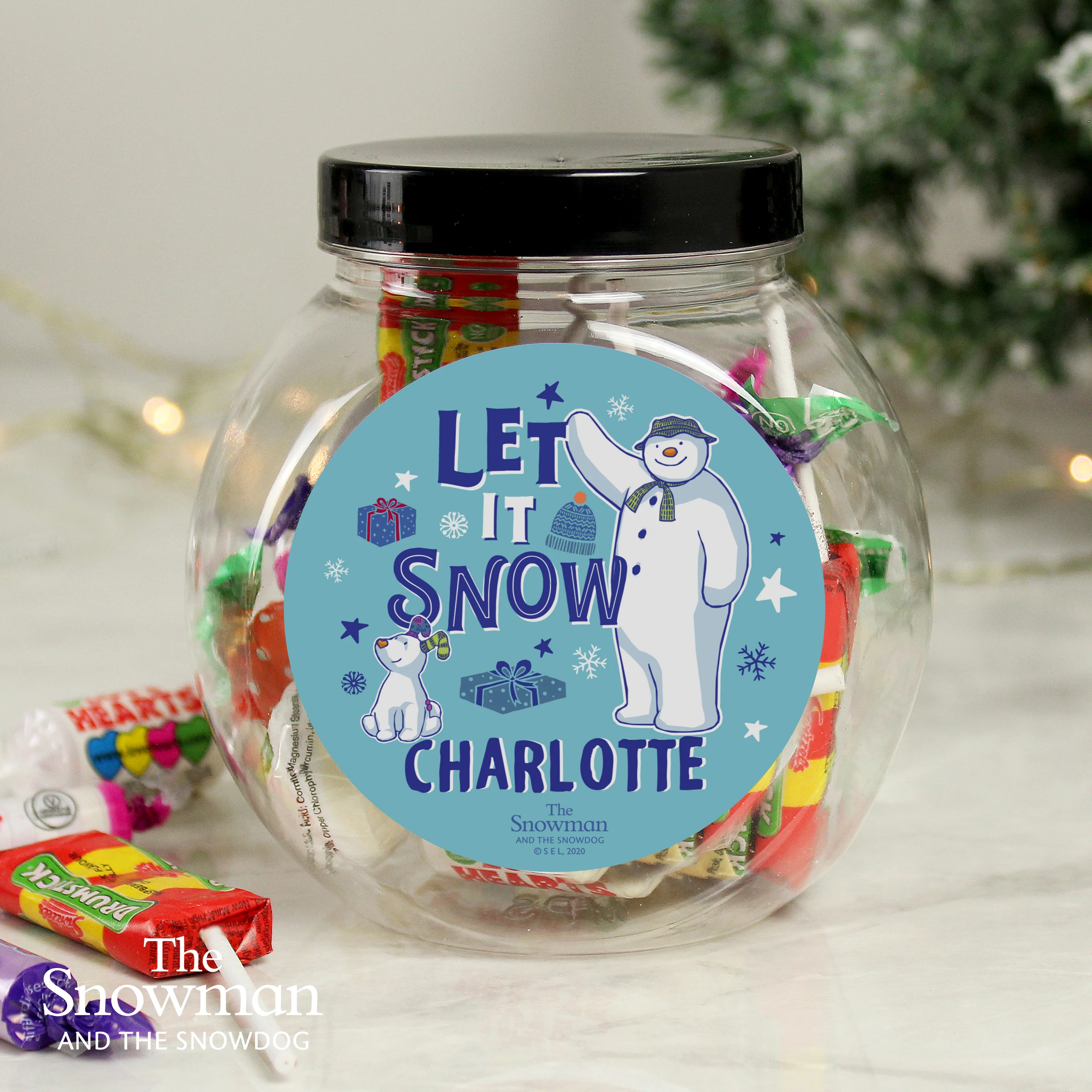 Personalised The Snowman and the Snowdog Sweet Jar - Image 2