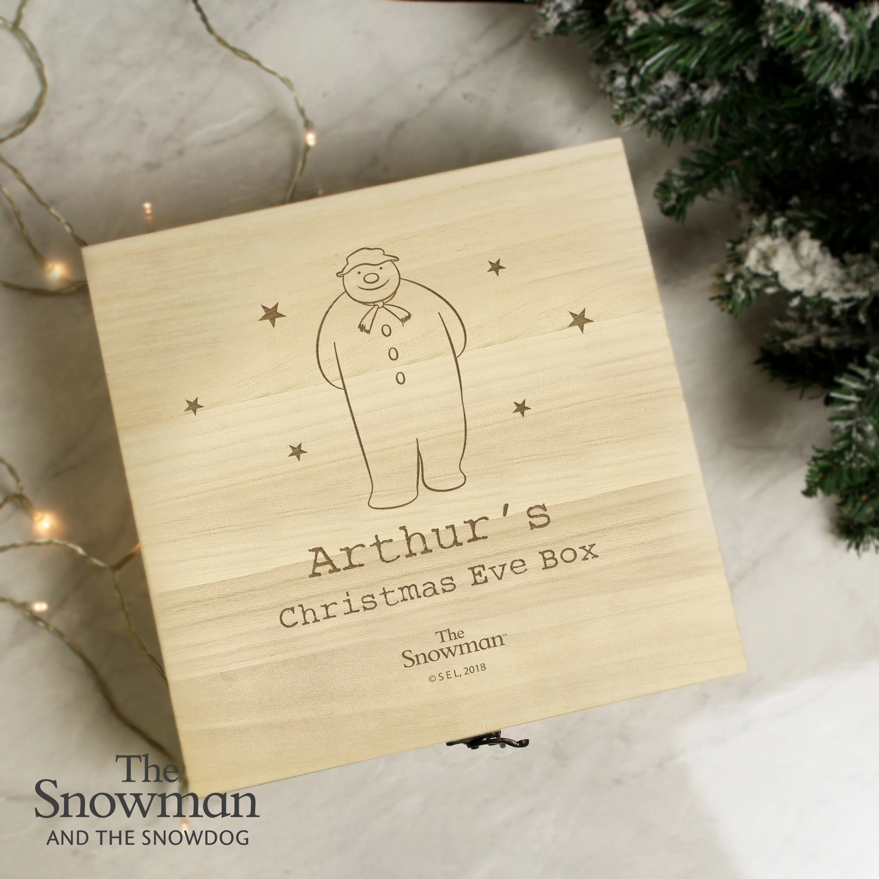 Personalised The Snowman Large Wooden Christmas Eve Box - Image 3