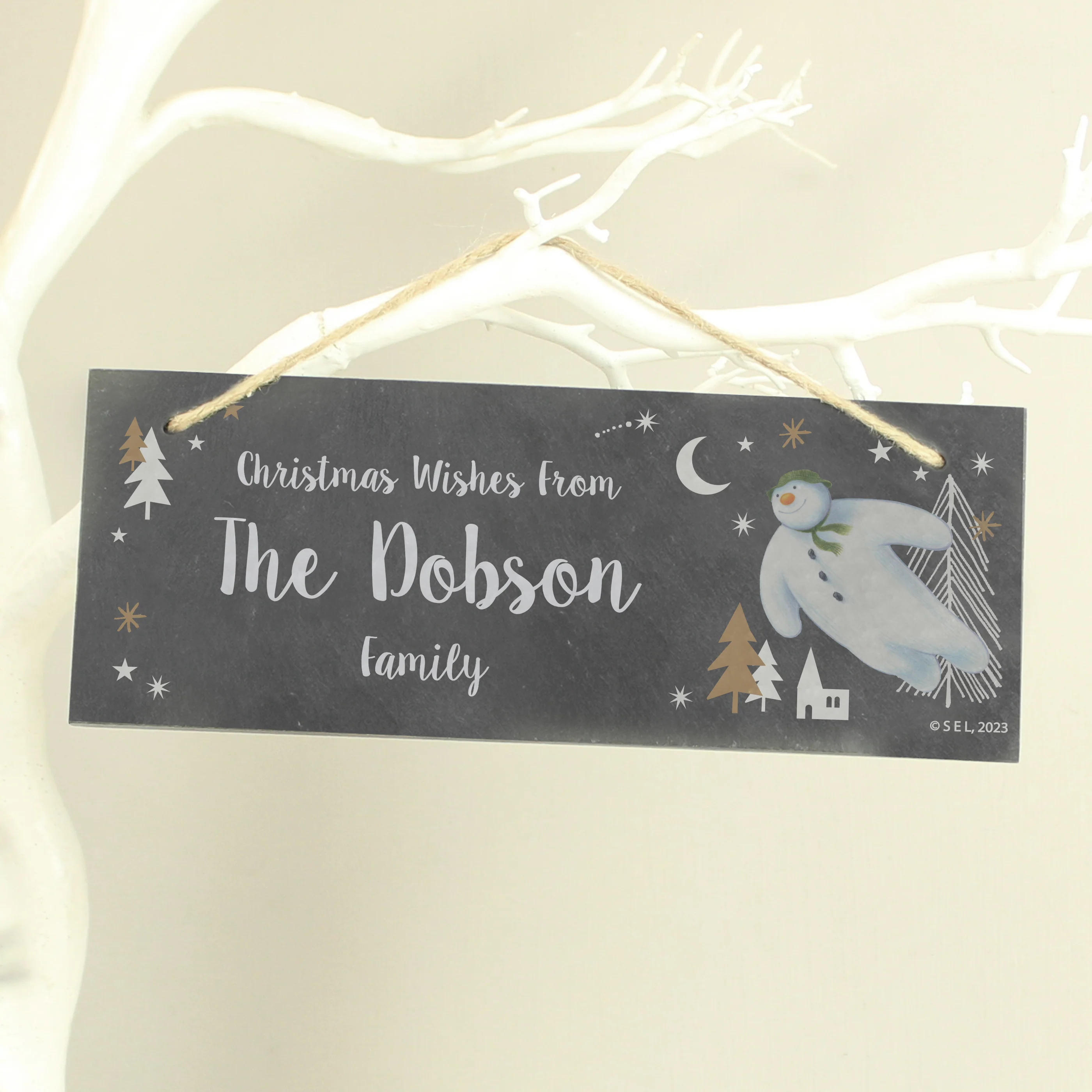 Personalised The Snowman Magical Adventure Hanging Slate Plaque - Image 2