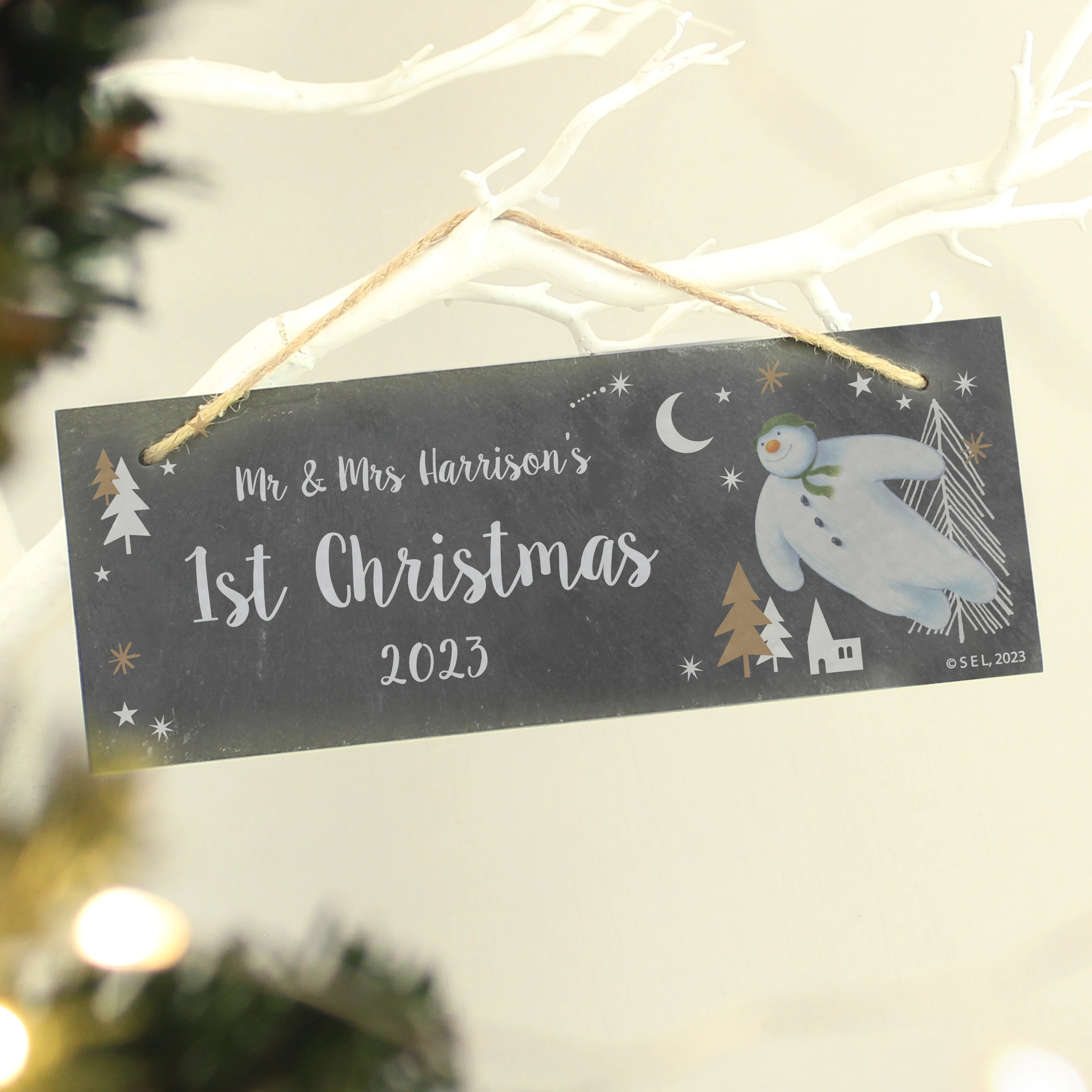 Personalised The Snowman Magical Adventure Hanging Slate Plaque - Image 3