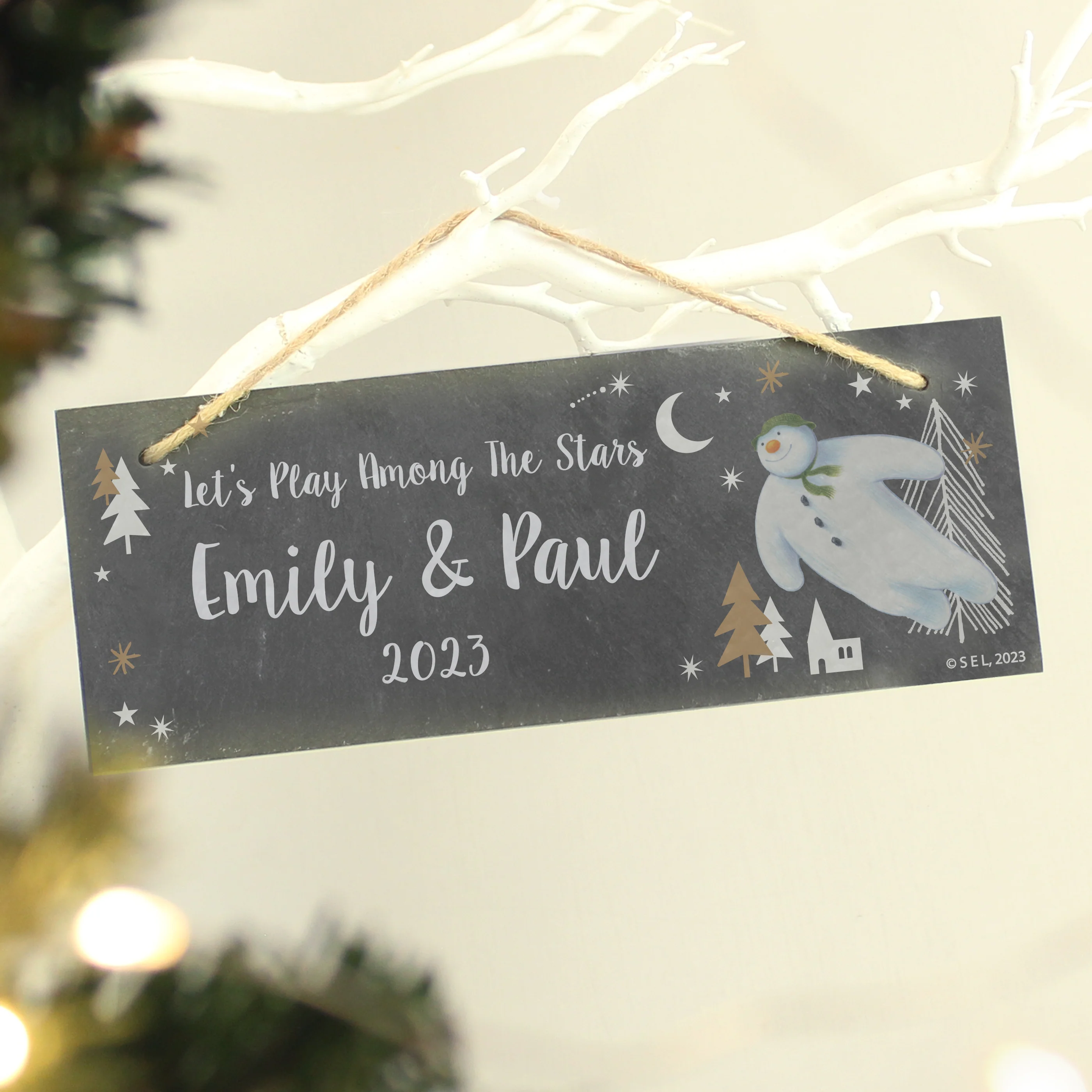 Personalised The Snowman Magical Adventure Hanging Slate Plaque - Image 4