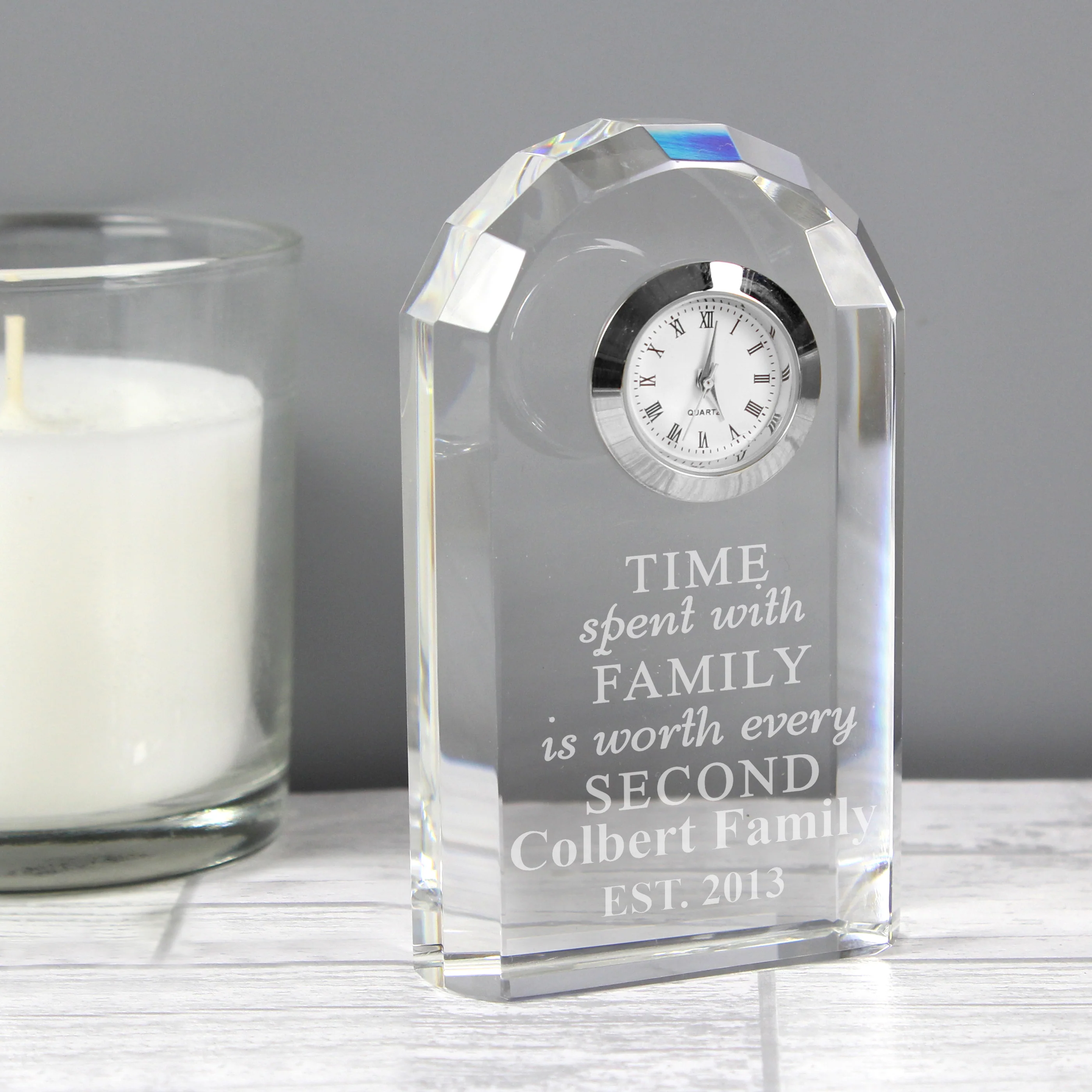 Personalised Time Spent With Family Crystal Clock - Image 3