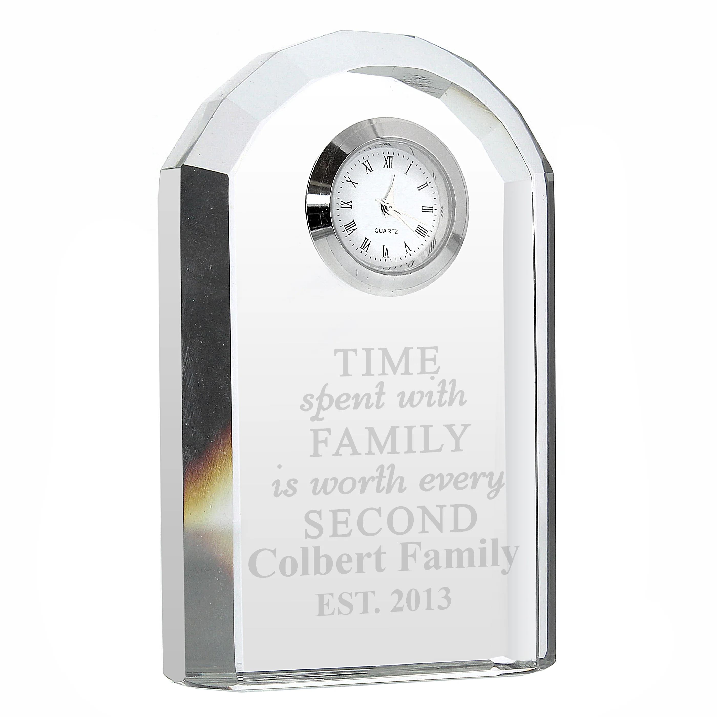 Personalised Time Spent With Family Crystal Clock - Image 4