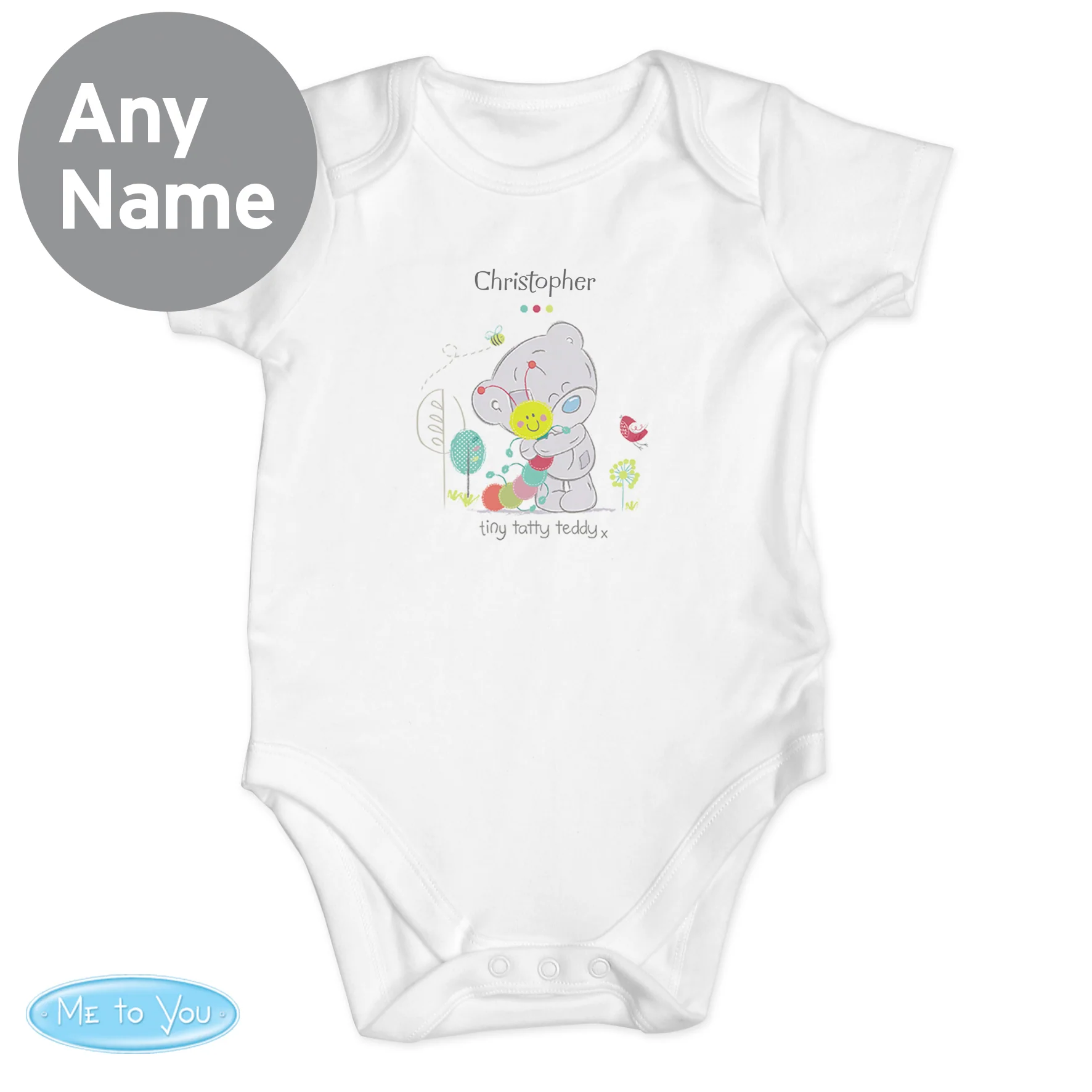 Personalised Tiny Tatty Teddy Cuddle Bug 0-3 Months Baby Vest - Image 4
