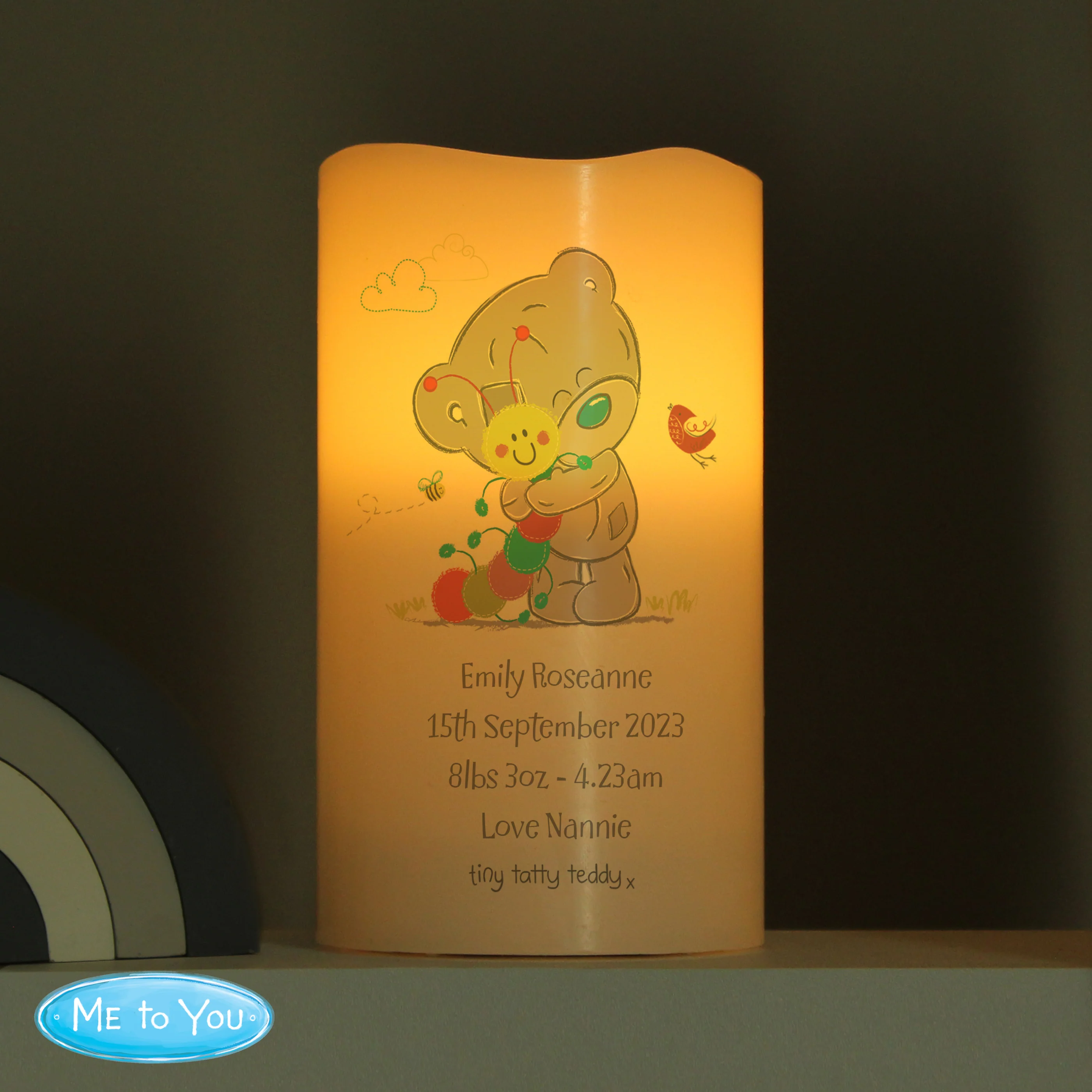 Personalised Tiny Tatty Teddy Cuddle Bug Nightlight LED Candle - Image 3