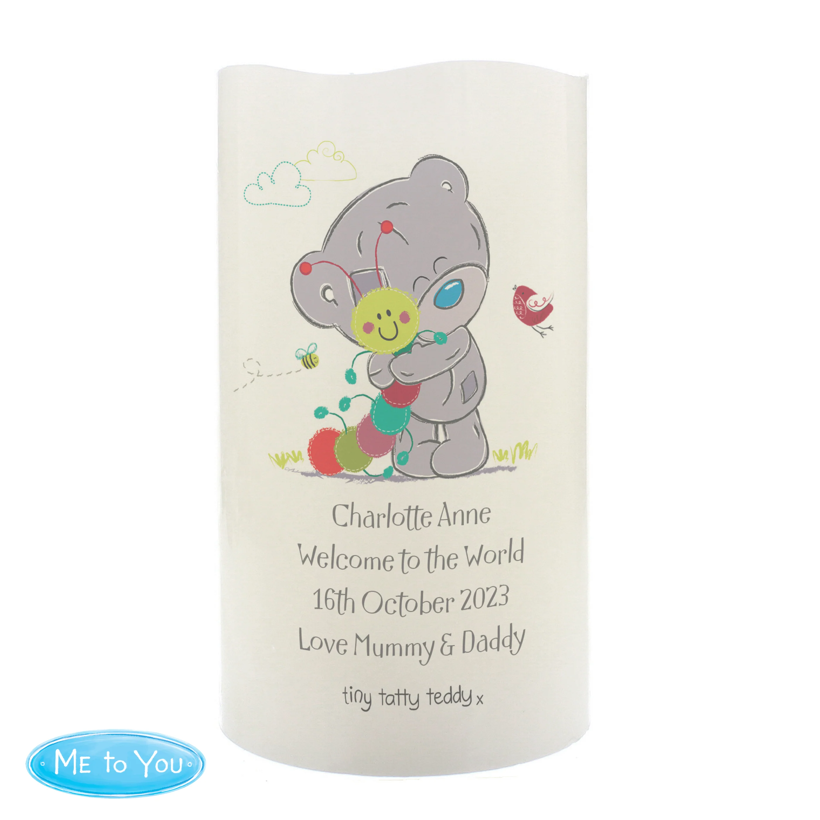 Personalised Tiny Tatty Teddy Cuddle Bug Nightlight LED Candle - Image 5