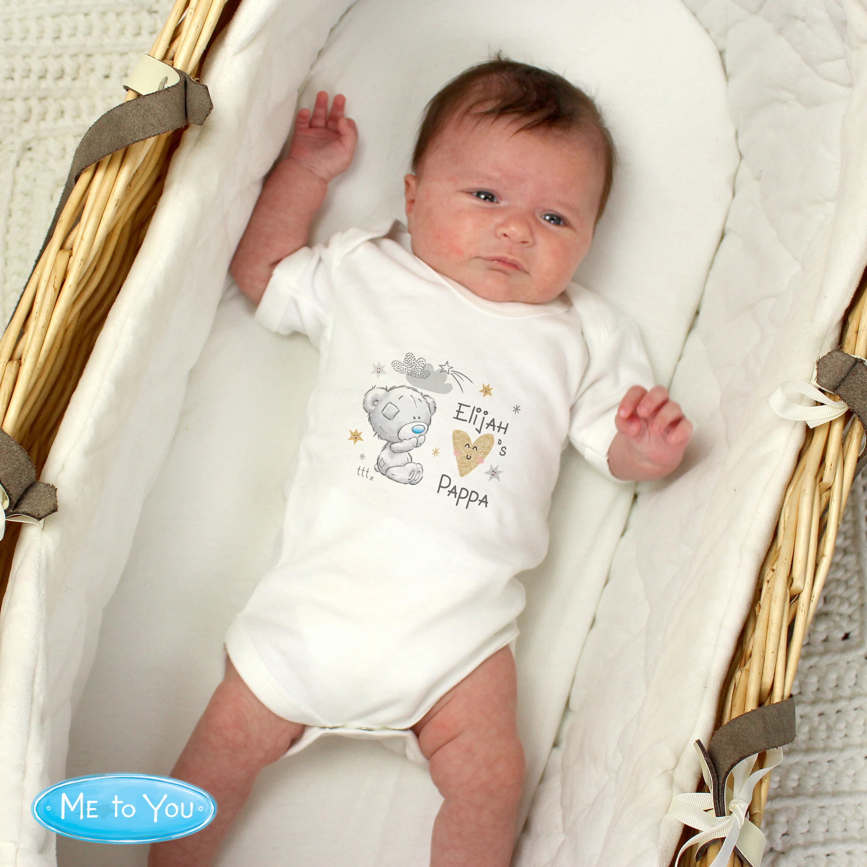 Personalised Tiny Tatty Teddy I Heart 0-3 Months Baby Vest - Image 3
