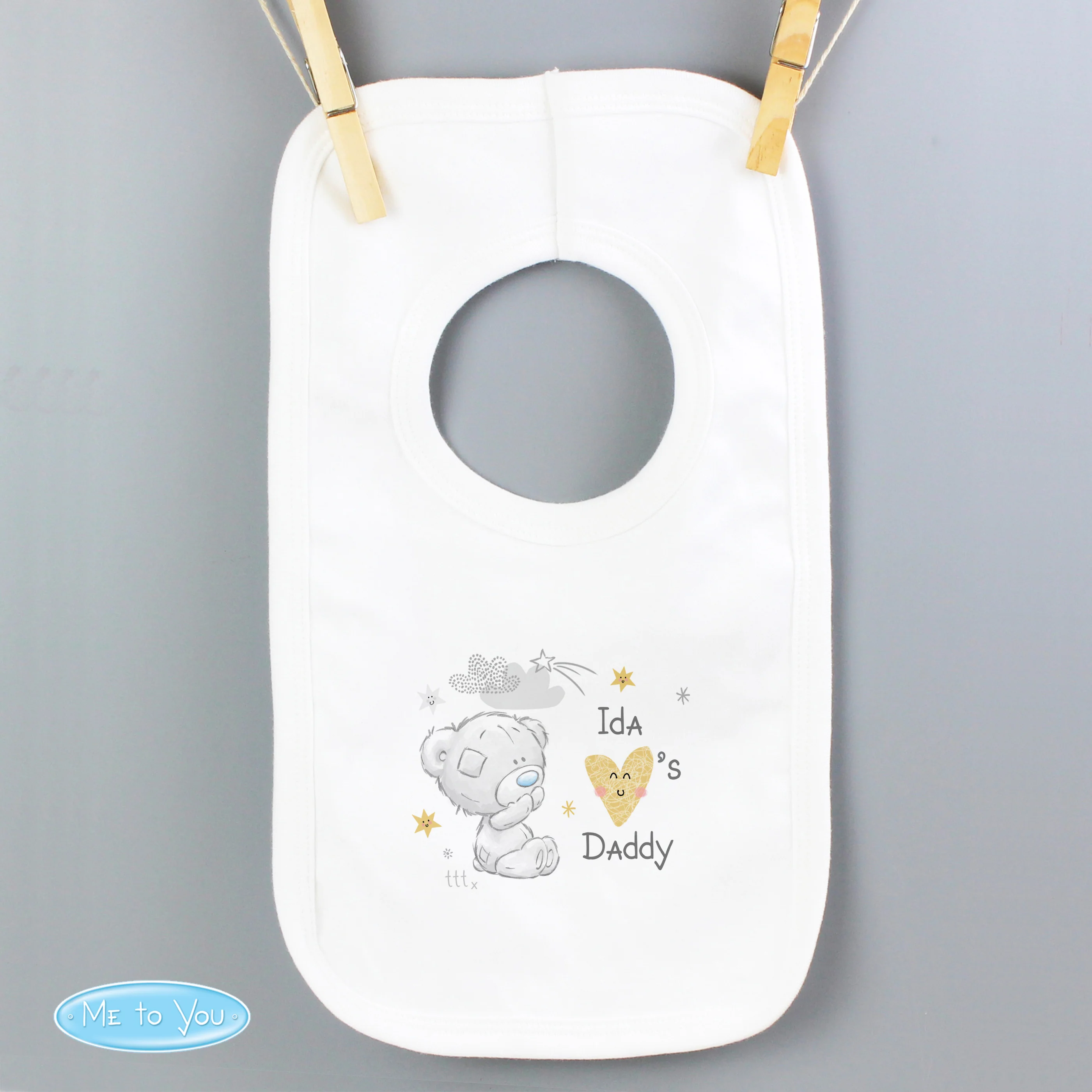 Personalised Tiny Tatty Teddy I Heart Baby Bib - Image 4