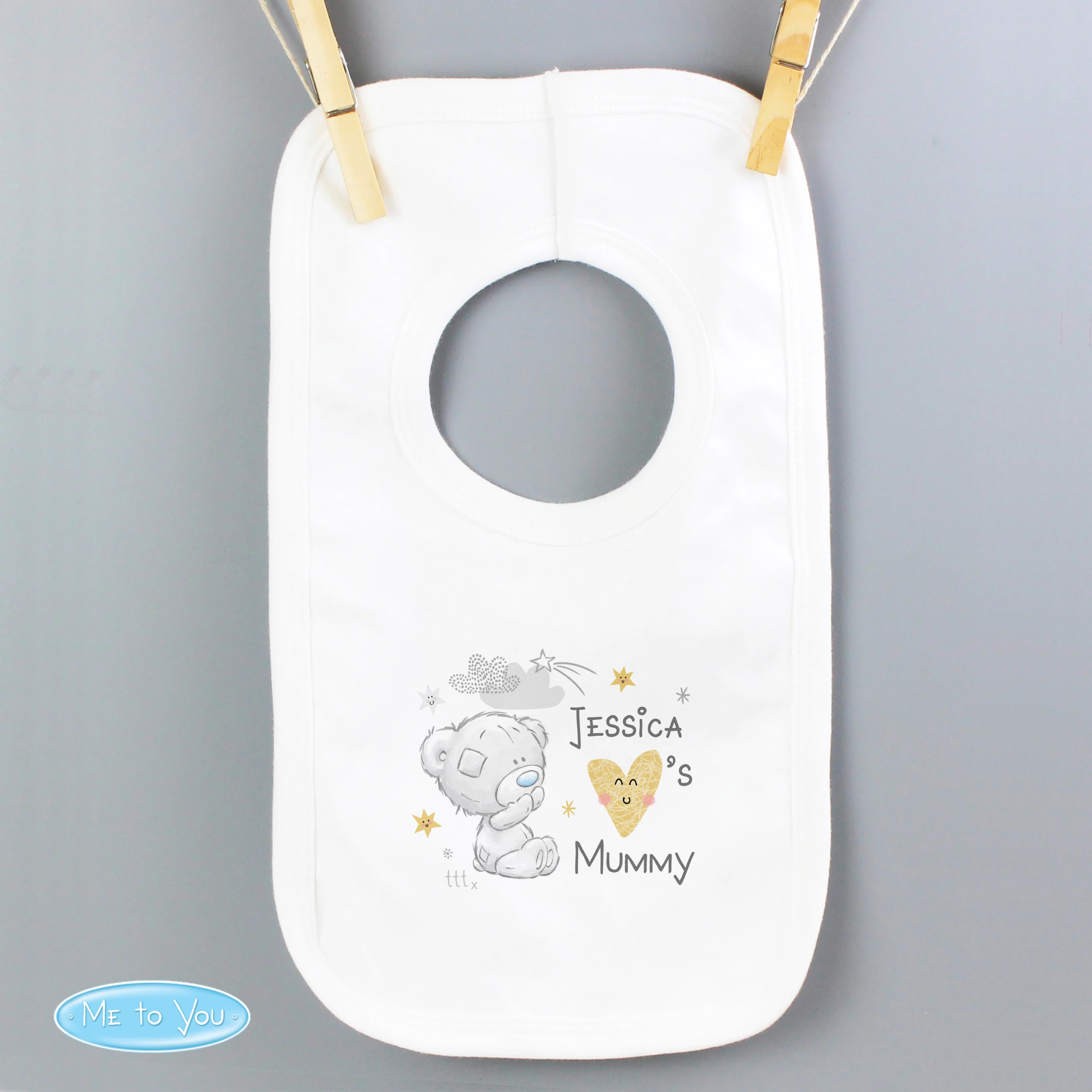 Personalised Tiny Tatty Teddy I Heart Baby Bib - Image 7