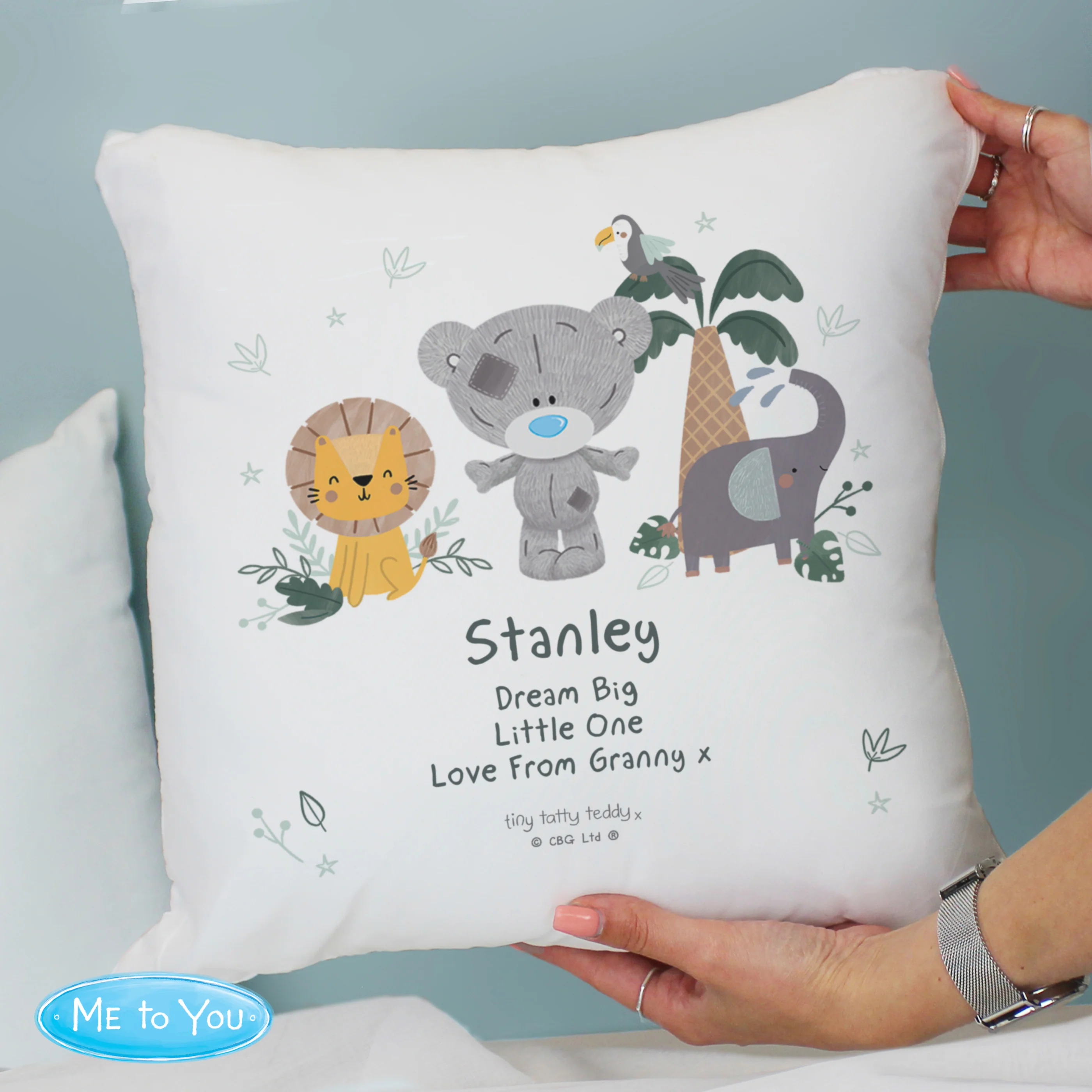 Personalised Tiny Tatty Teddy Jungle Animals Cushion - Image 4