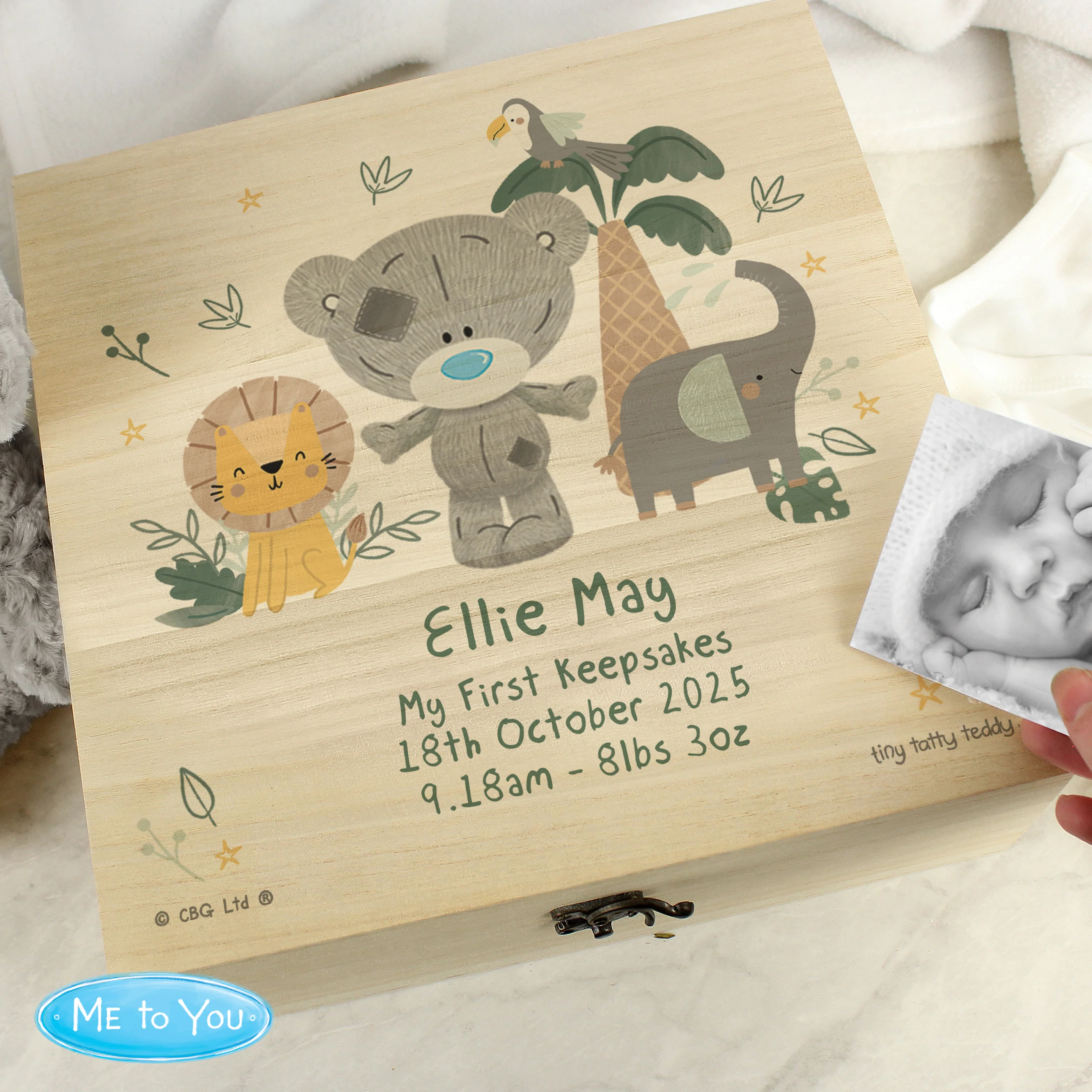 Personalised Tiny Tatty Teddy Jungle Animals Keepsake Box - Image 2
