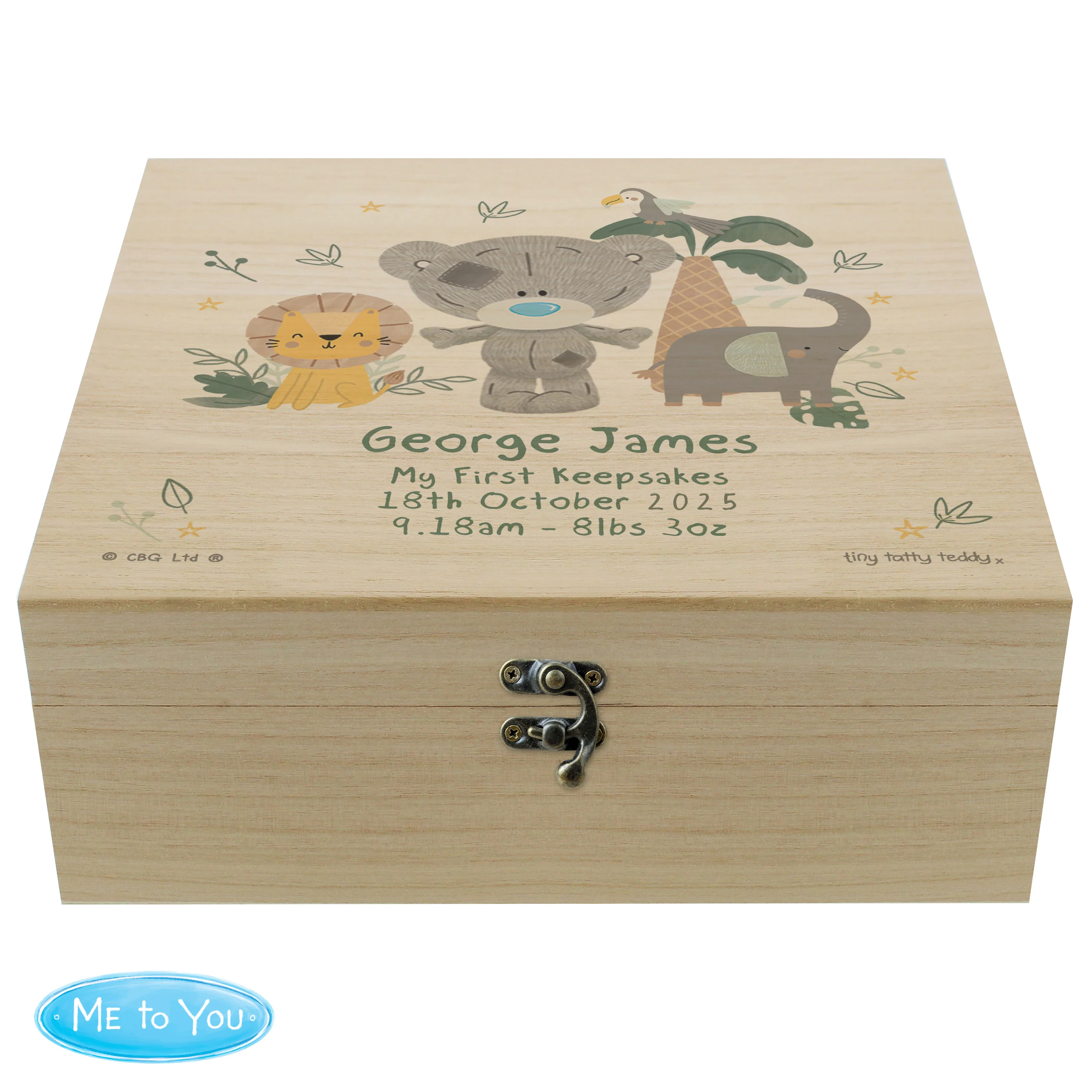 Personalised Tiny Tatty Teddy Jungle Animals Keepsake Box - Image 5