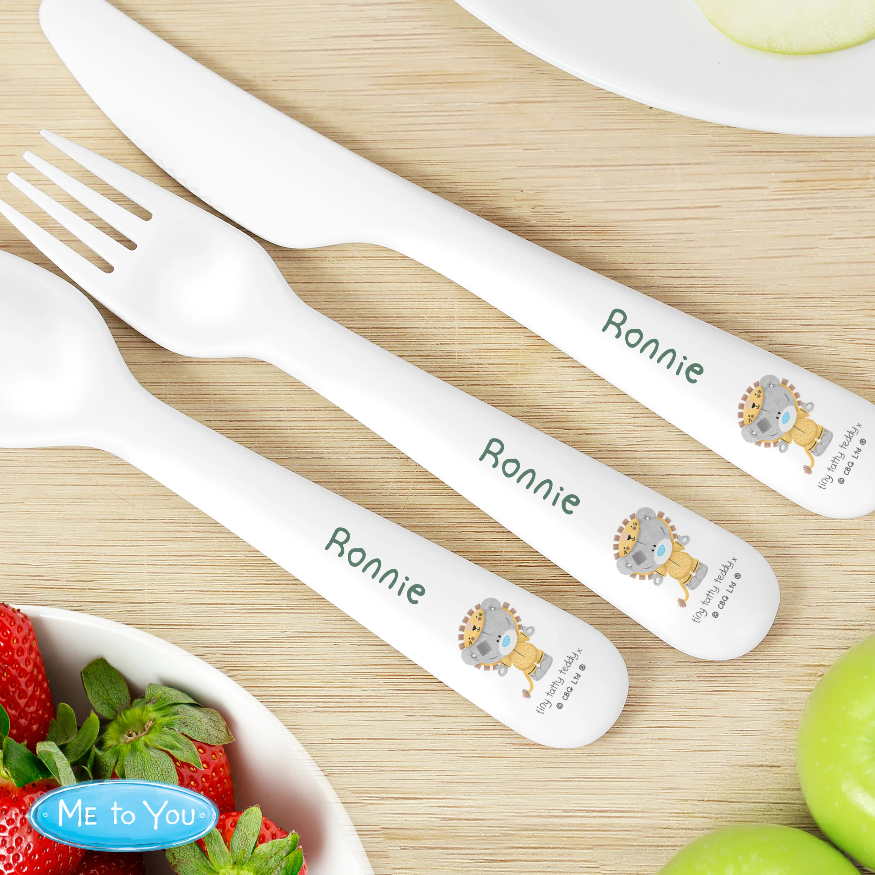 Personalised Tiny Tatty Teddy Jungle Animals Plastic 3 Piece Cutlery Set - Image 4