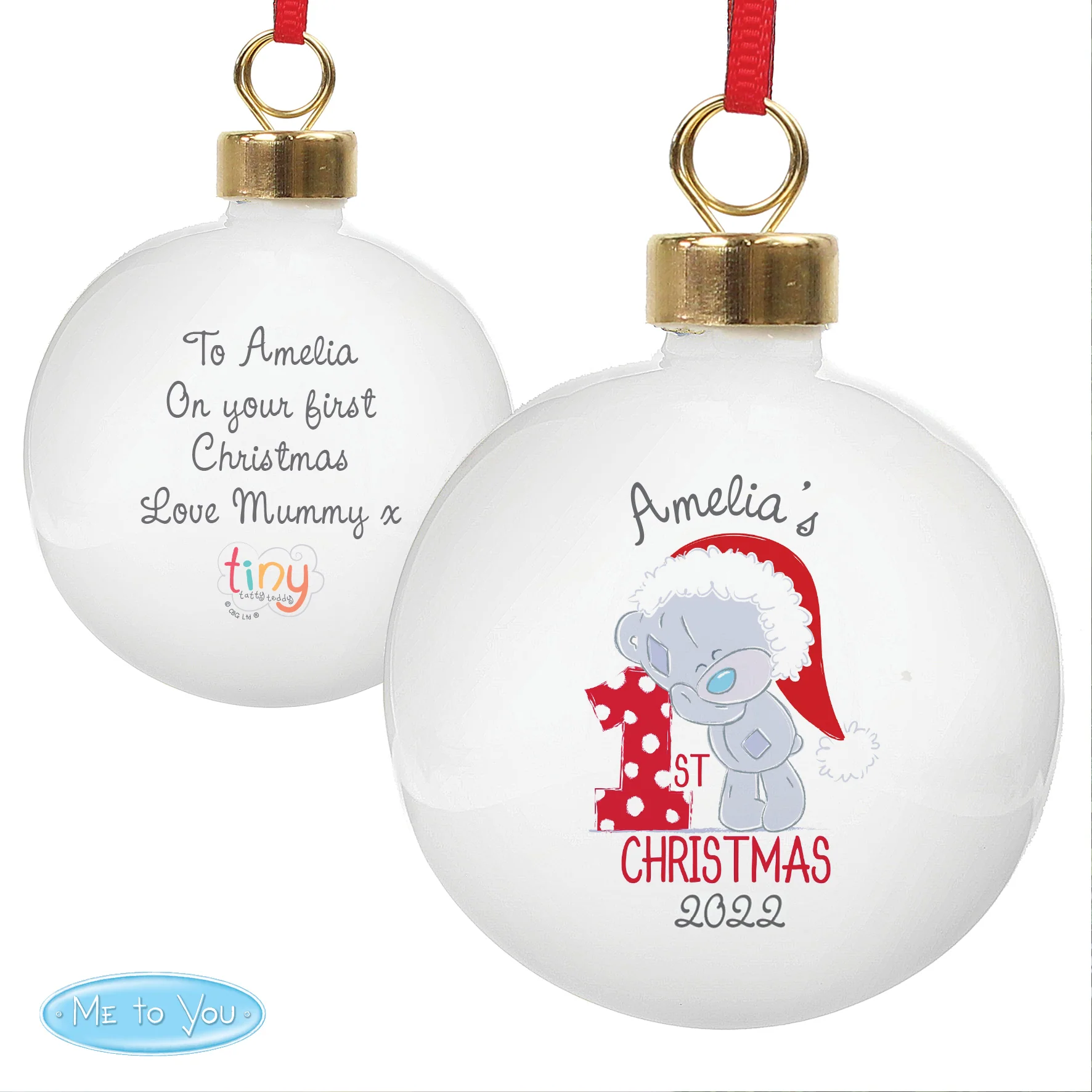 Personalised Tiny Tatty Teddy 'My 1st Christmas' Bauble - Image 2