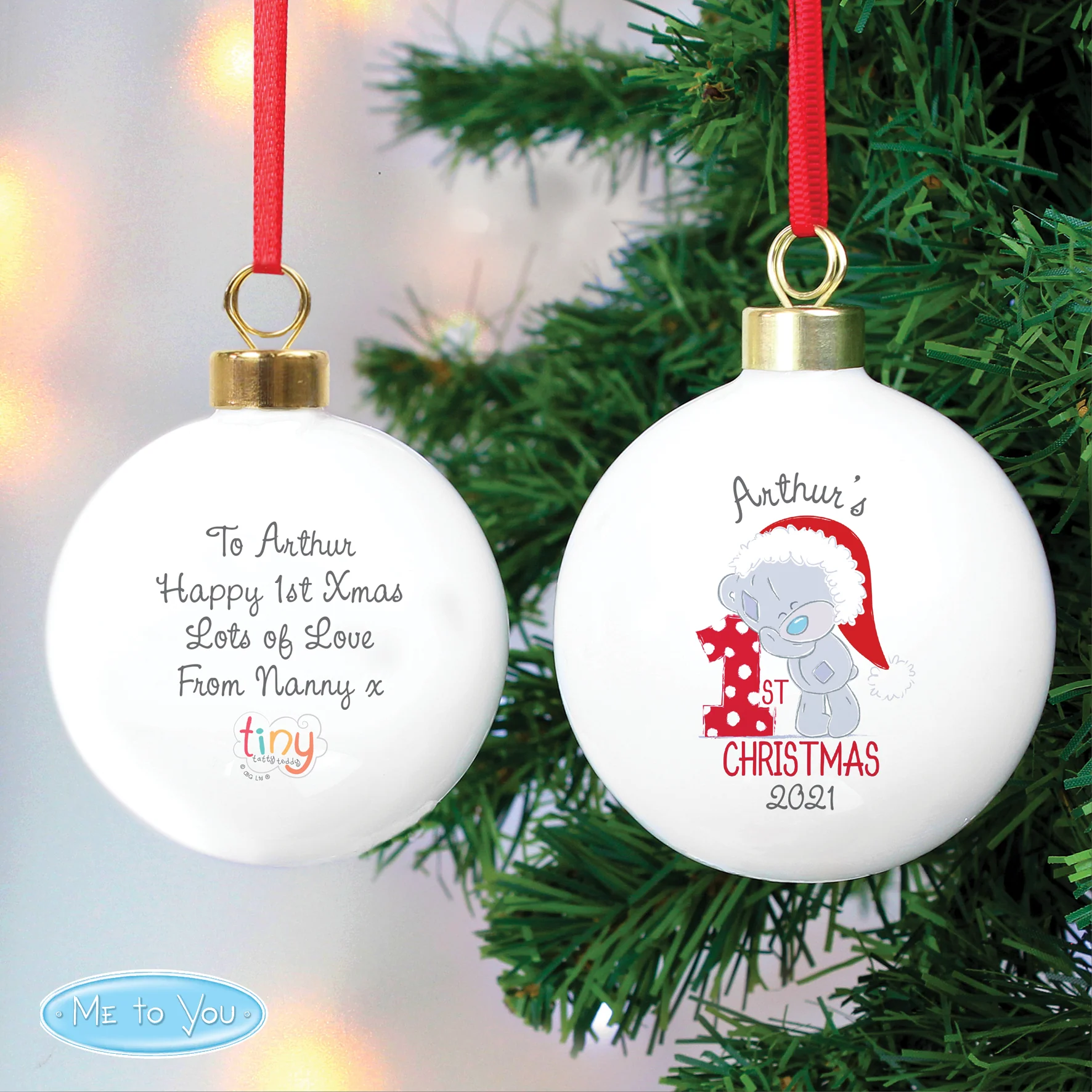 Personalised Tiny Tatty Teddy 'My 1st Christmas' Bauble - Image 4