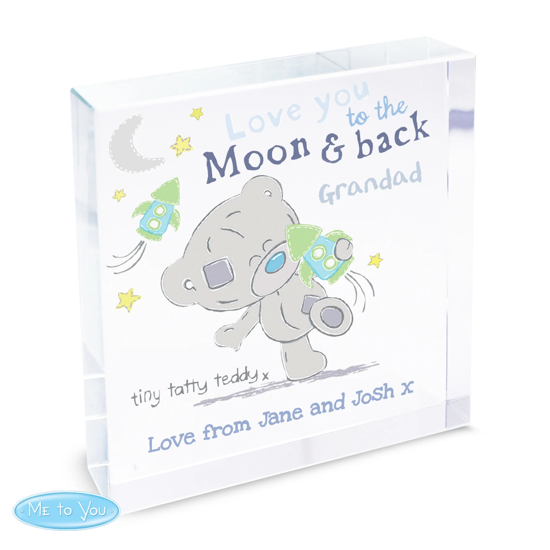 Personalised Tiny Tatty Teddy To the Moon & Back Crystal Token - Image 4