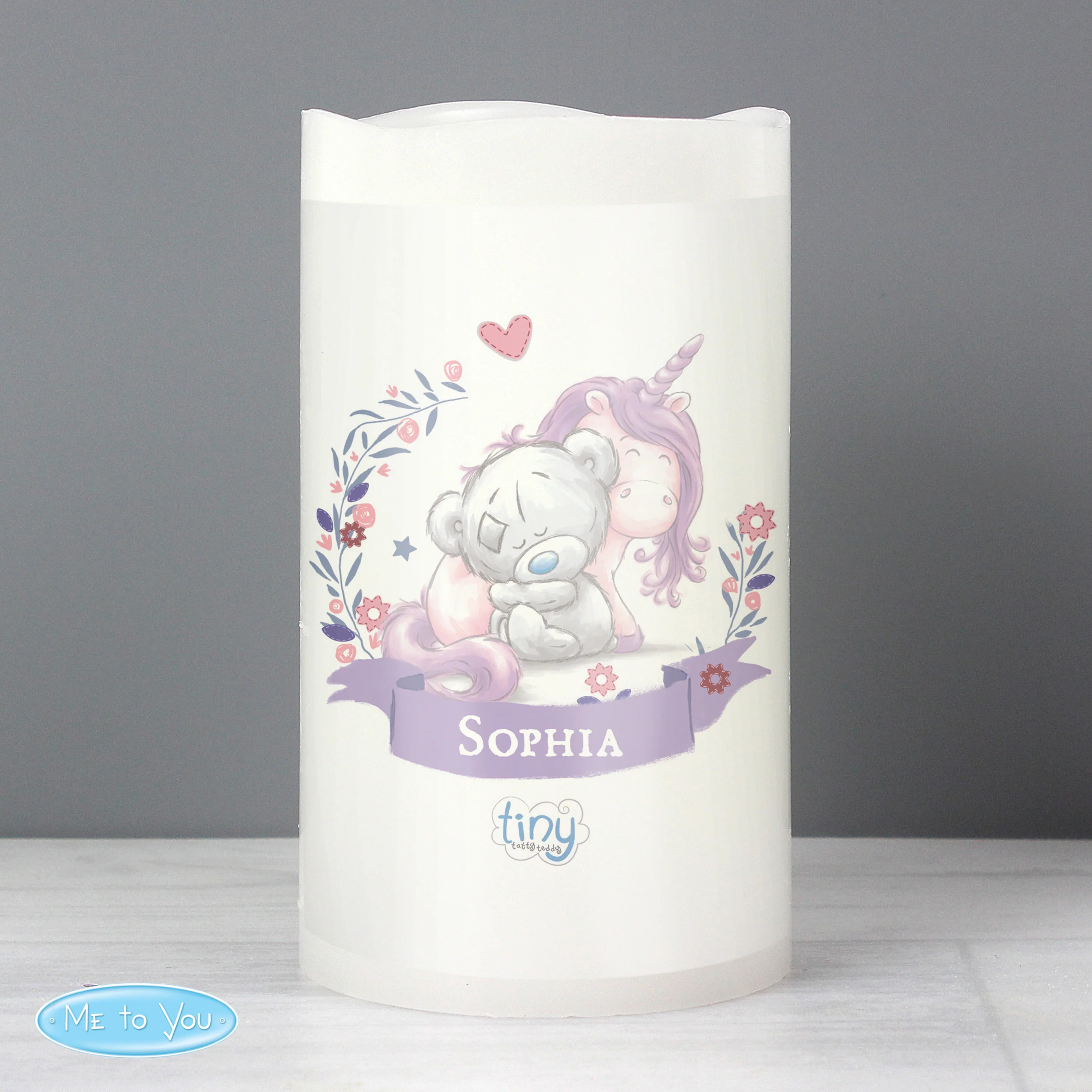 Personalised Tiny Tatty Teddy Unicorn Nightlight LED Candle - Image 3