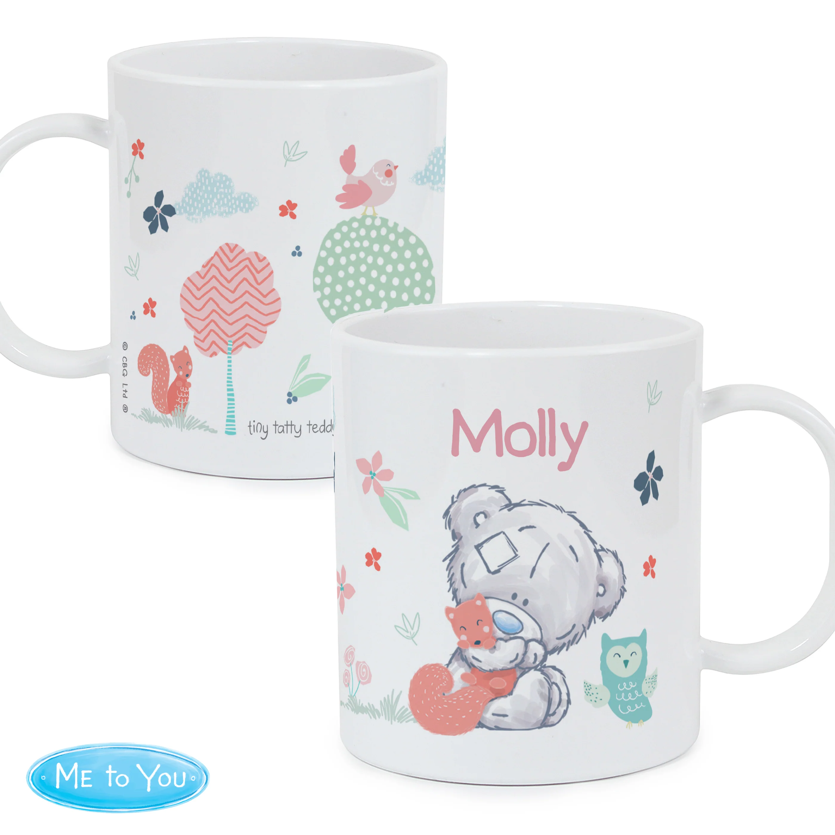 Personalised Tiny Tatty Teddy Woodland Animal Plastic Mug - Image 4