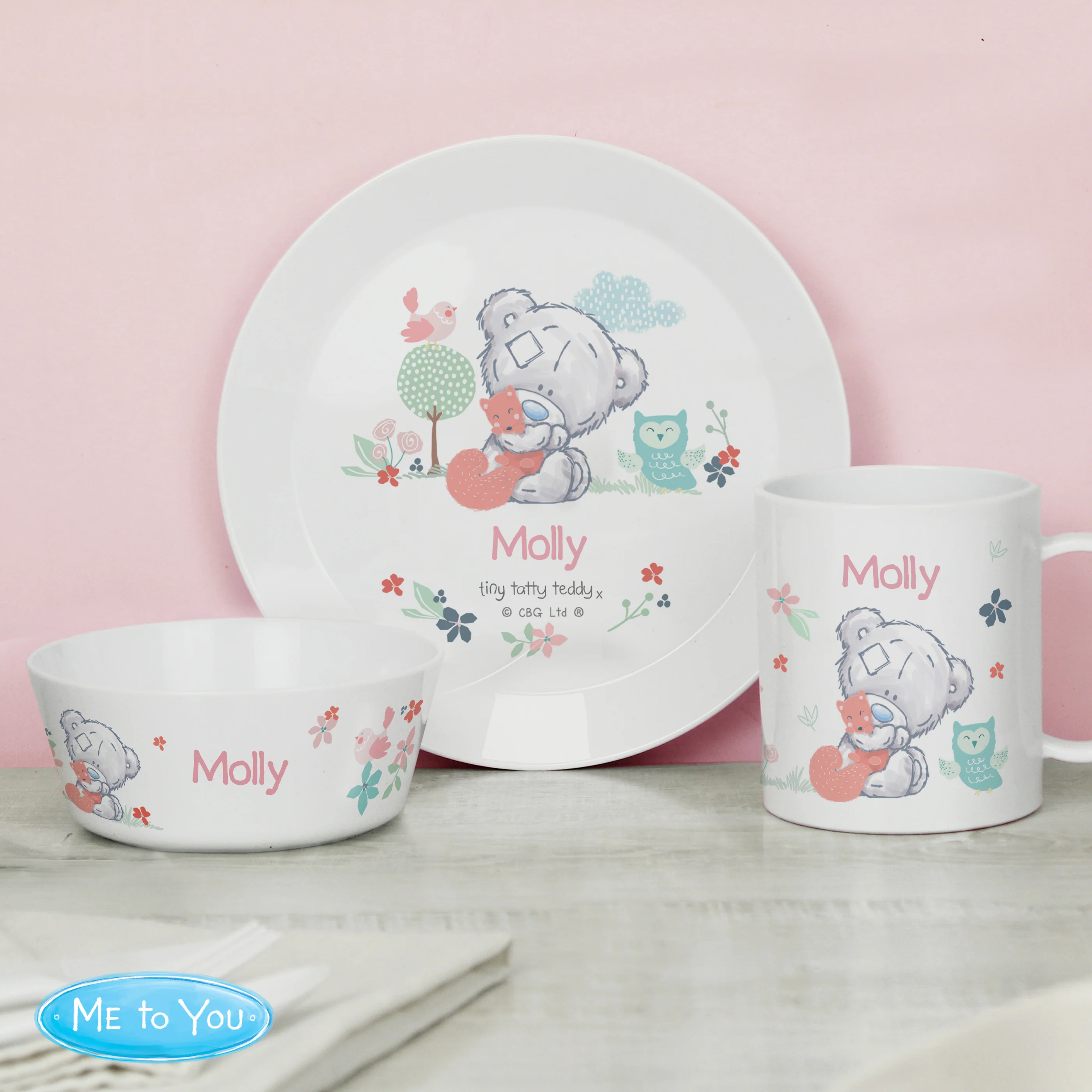 Personalised Tiny Tatty Teddy Woodland Animal Plastic Mug - Image 5