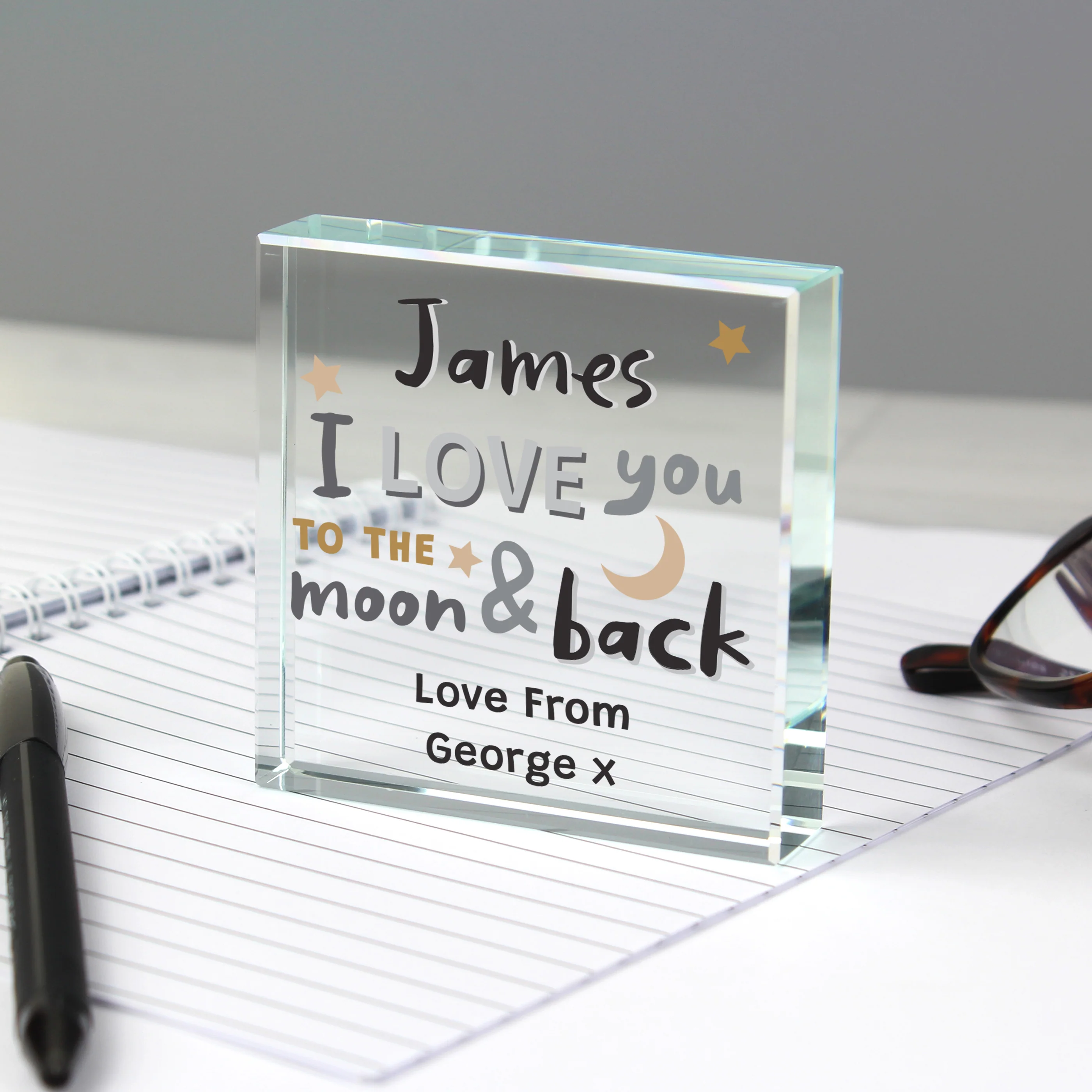 Personalised To the Moon and Back Crystal Token - Image 3