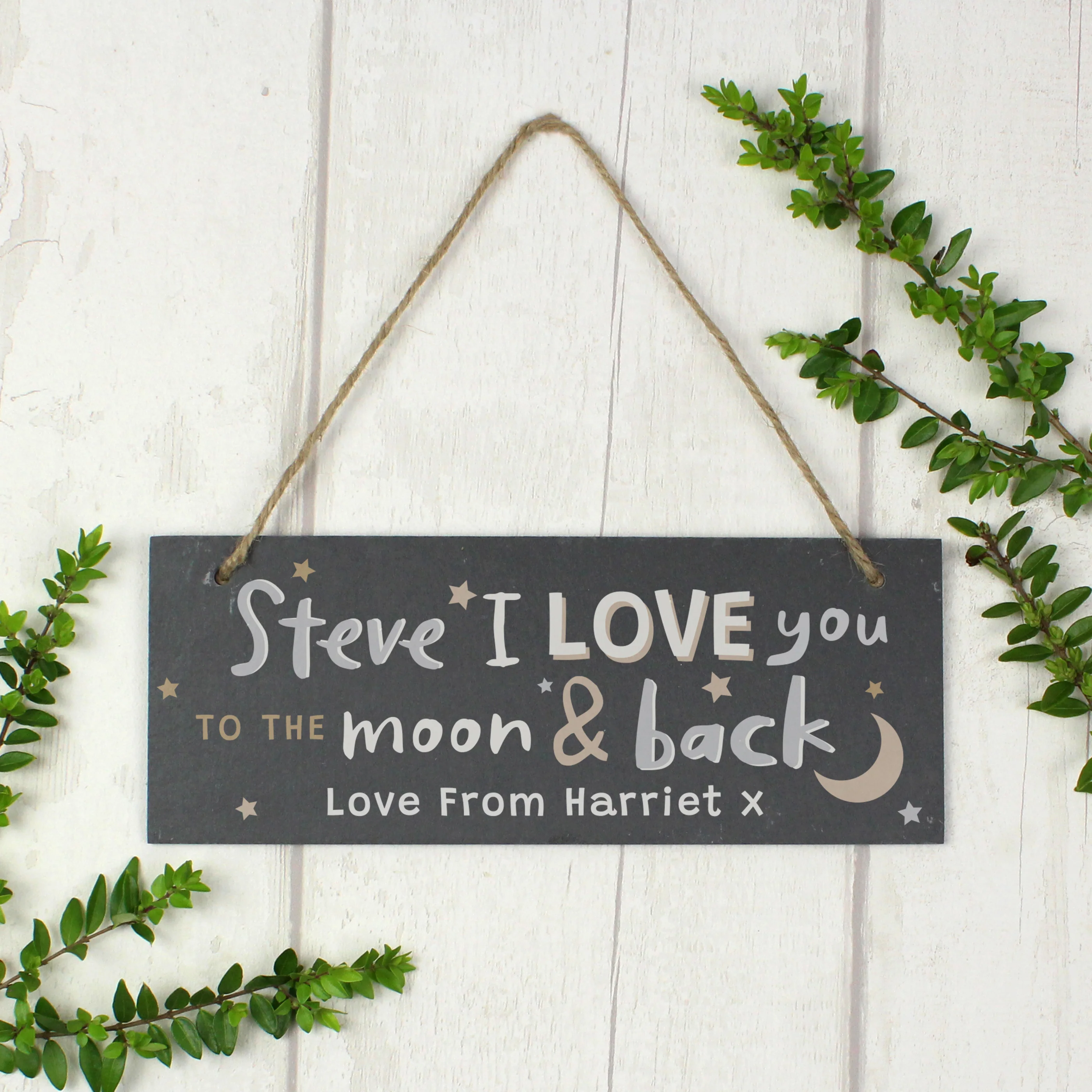 Personalised To the Moon and Back Hanging Slate Plaque - Image 4
