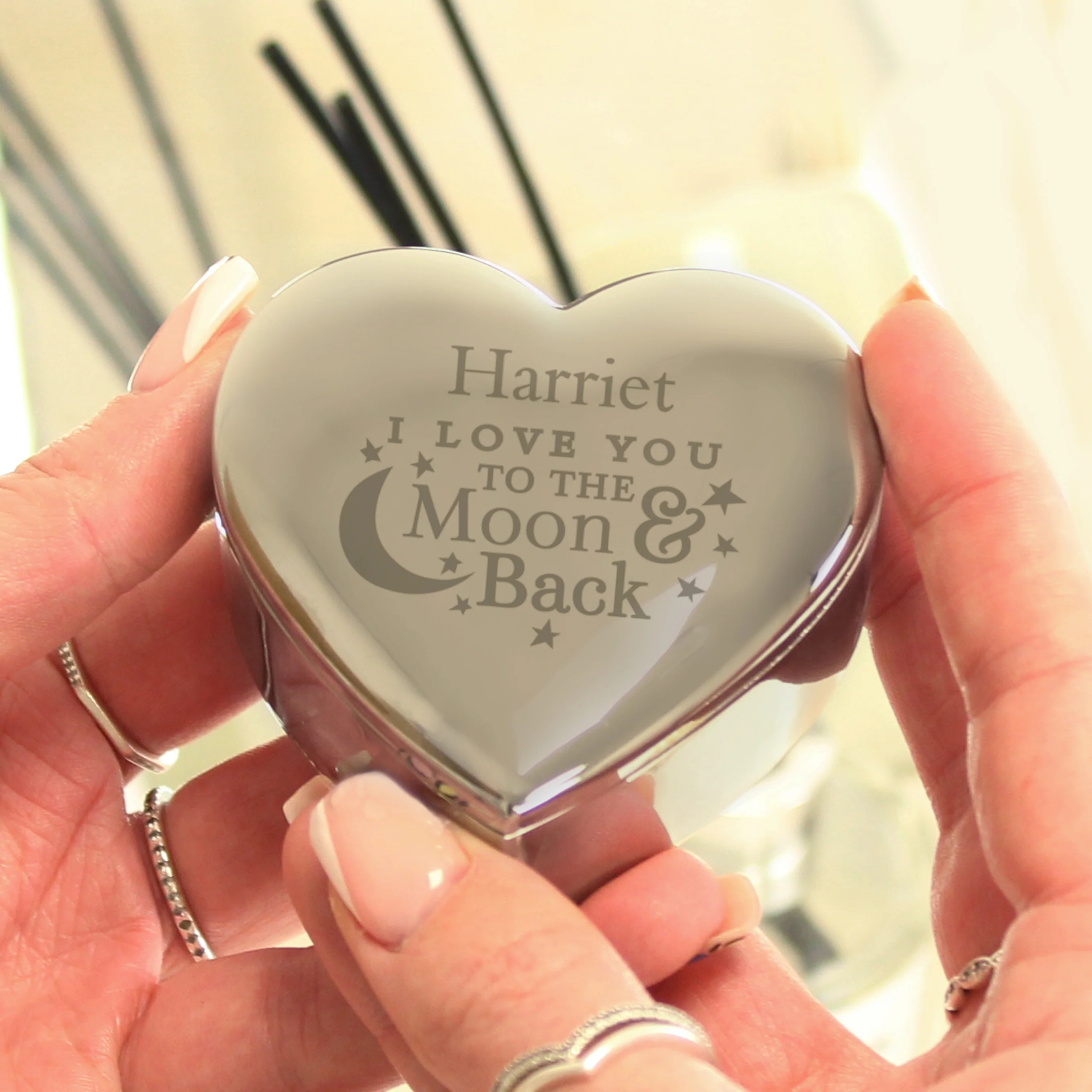 Personalised To the Moon and Back... Heart Trinket Box - Image 4