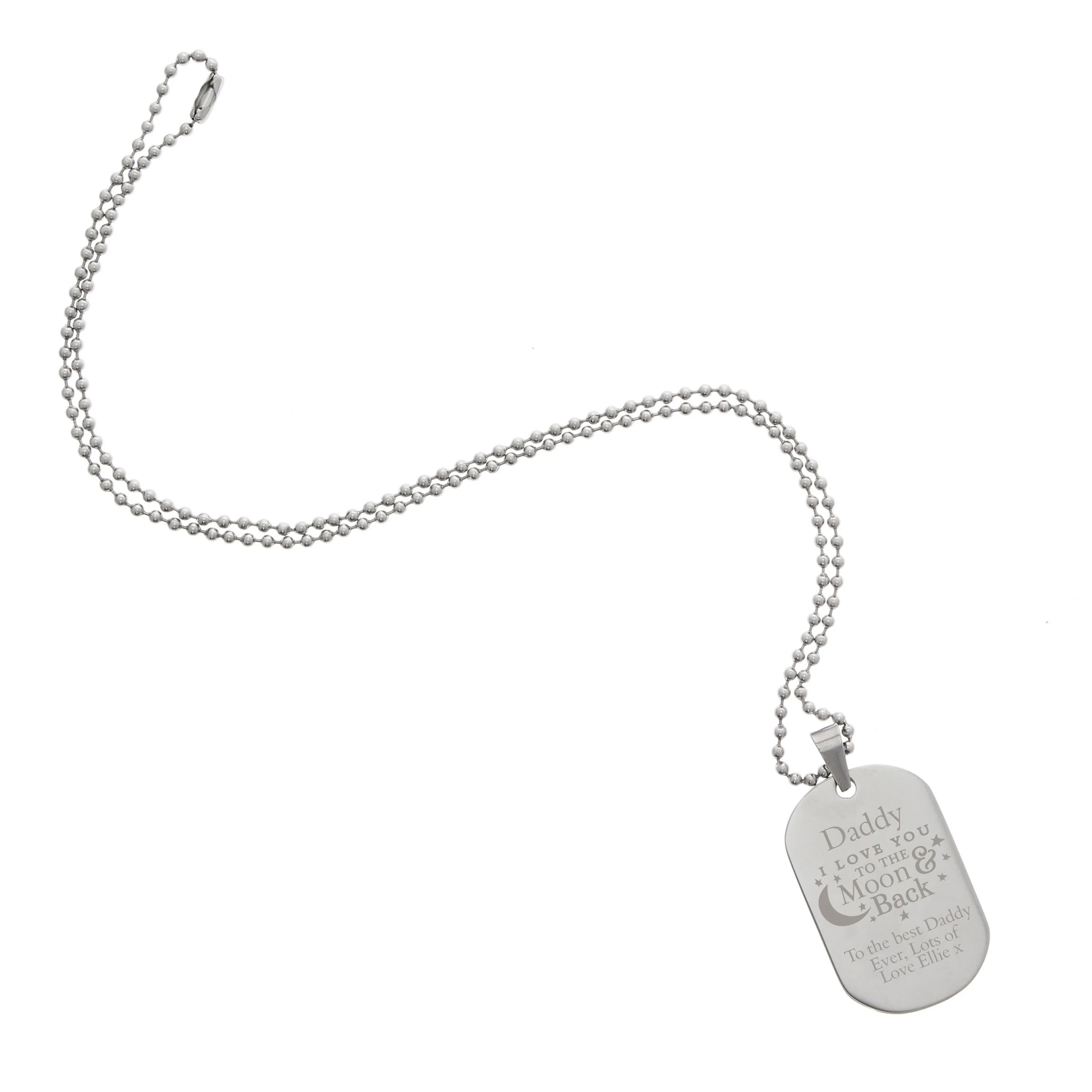Personalised 'To The Moon & Back...' Stainless Steel Dog Tag Necklace - Image 6