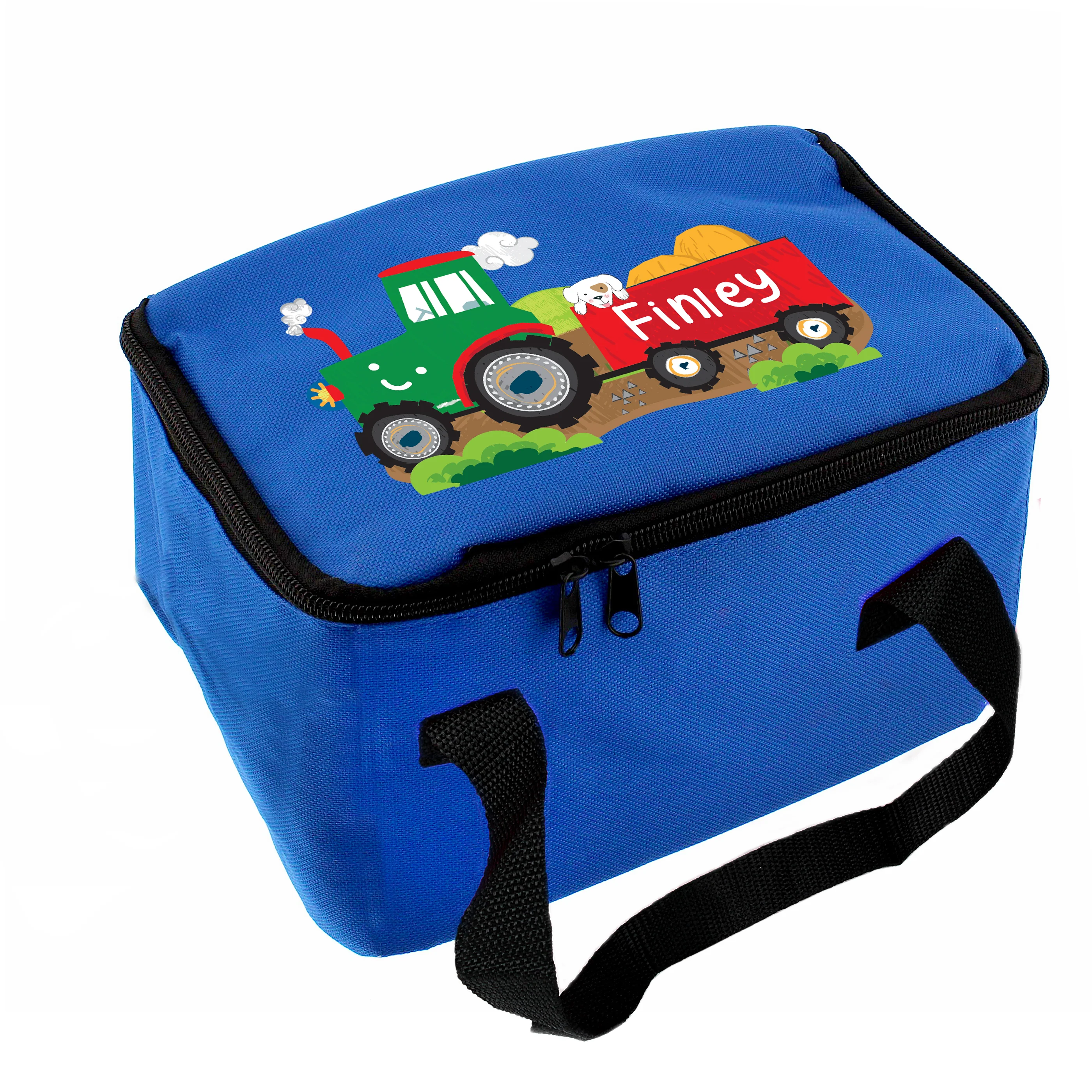 Personalised Tractor Blue Lunch Bag - Image 2