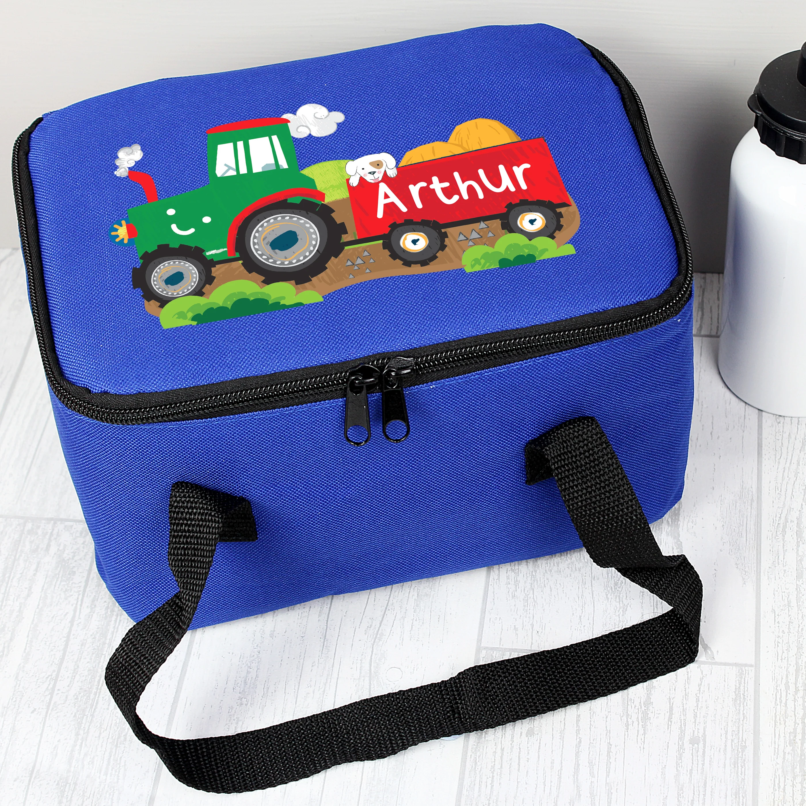 Personalised Tractor Blue Lunch Bag - Image 3