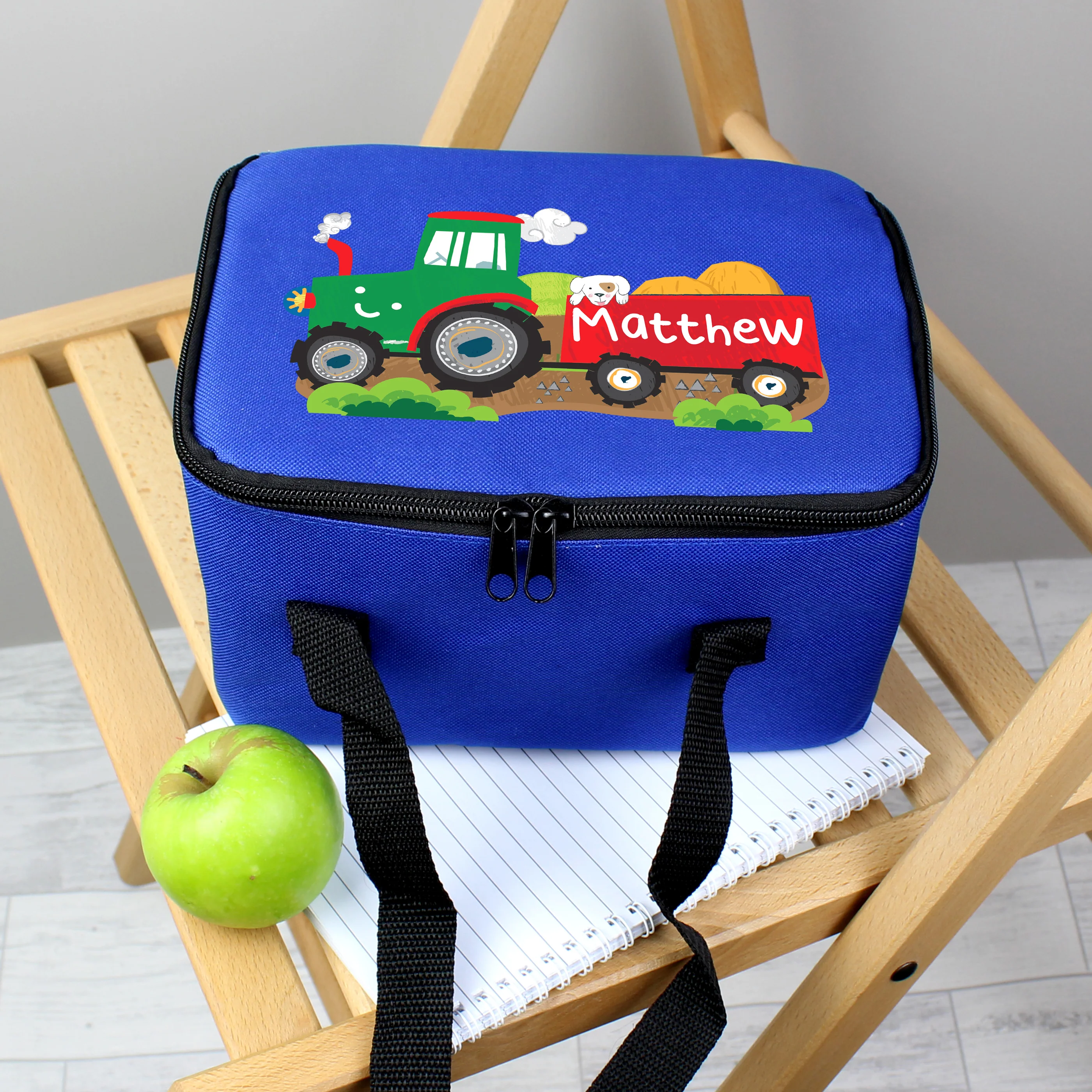 Personalised Tractor Blue Lunch Bag - Image 4